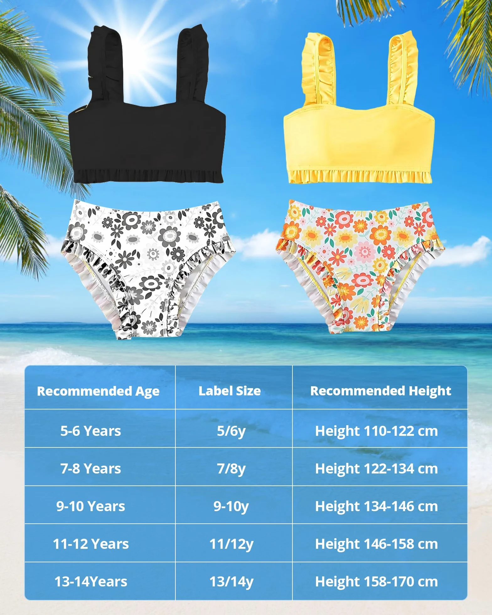 Conjunto de Baño 2 Piezas Bikini Niña 5-14 Años Secado Rápido