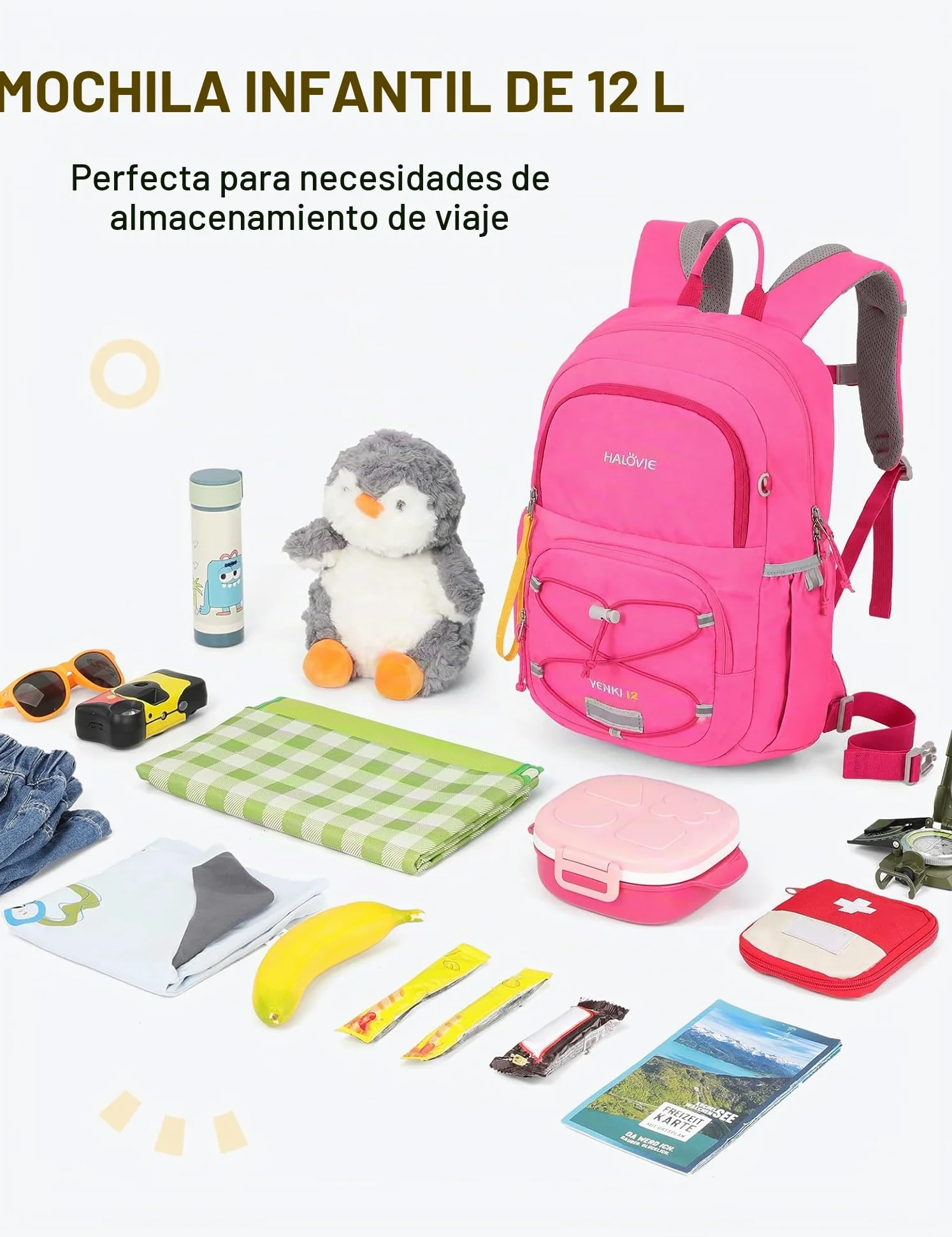HALOVIE 12L Mochila Infantil de Senderismo | Para niños pequeños, bebés y guardería, también para escuela primaria, viajes y excursiones, ligera y práctica