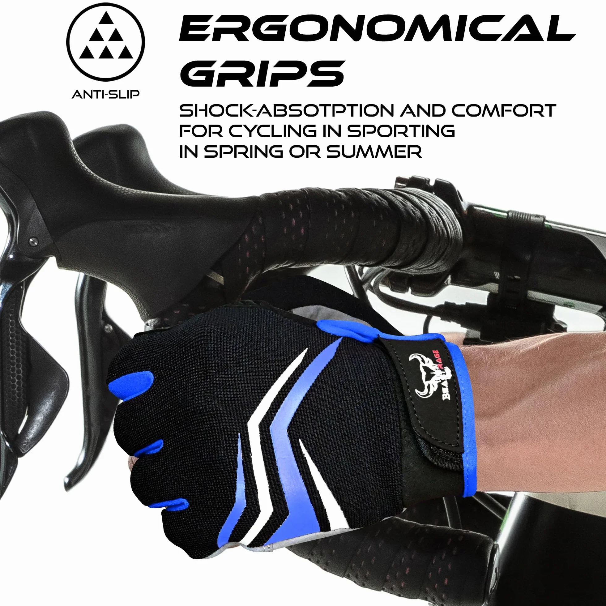 BEAST RAGE Guantes de Ciclismo Dedos Enteros Acolchado Antideslizantes Transpirables Táctiles Montaña BMX