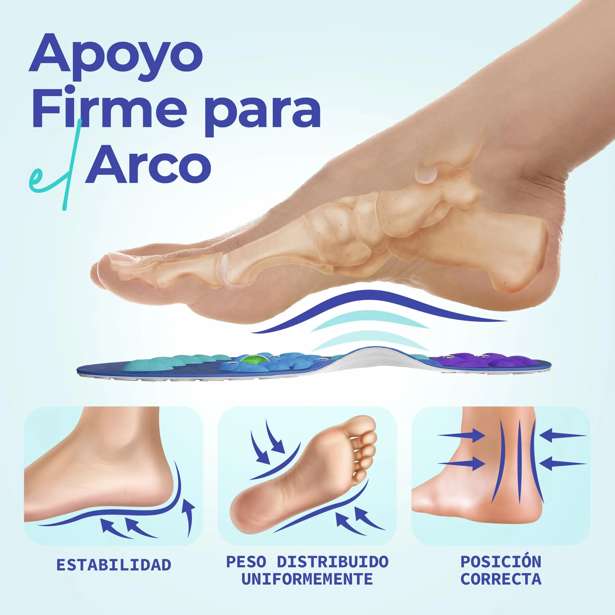 Akusoli Plantillas Mujer Hombre Gel Soporte Arco Absorción Impactos EU36-41.5