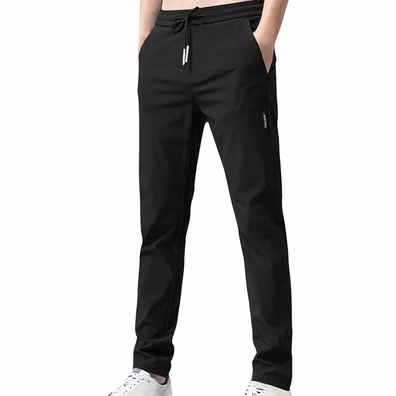Pantalones Hombre Moda Casual Pants Verano Seda de Hielo Ligero Transpirable Jogging Deportivos Cordón Fitness Gym Running Chandal Talla Grande