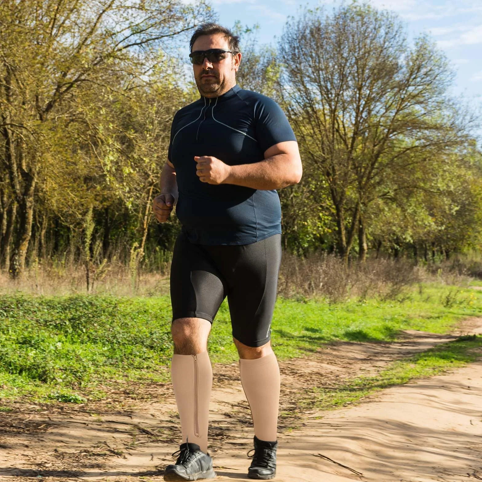 PUTUO Medias de Compresion Talla Grande: Calcetines de Compresión con Cremallera Punta Abierta para Hombre y Mujer 1par
