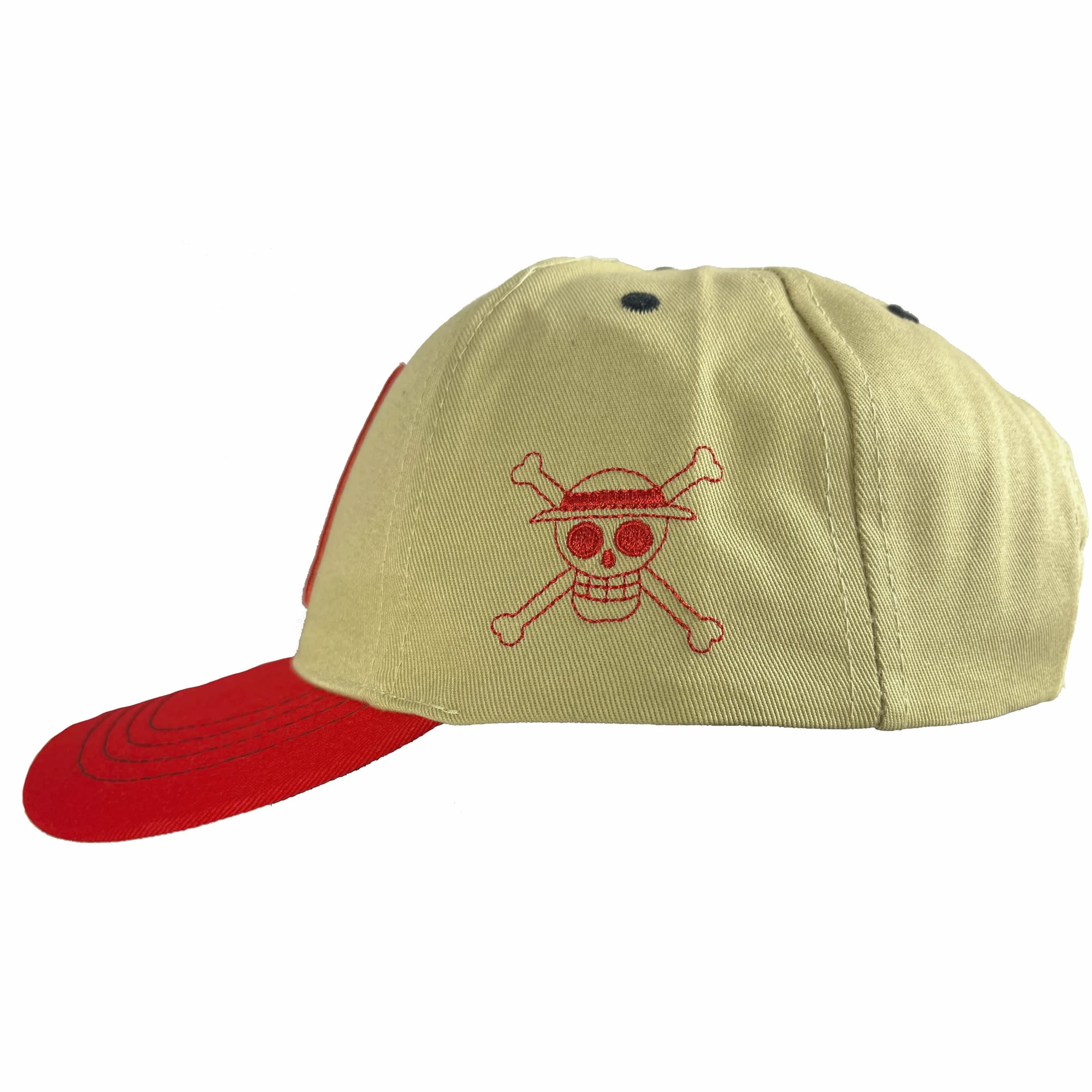One Piece Oficial Gorra Hombre Luffy Straw Hat Baseball Cap Beige Rojo