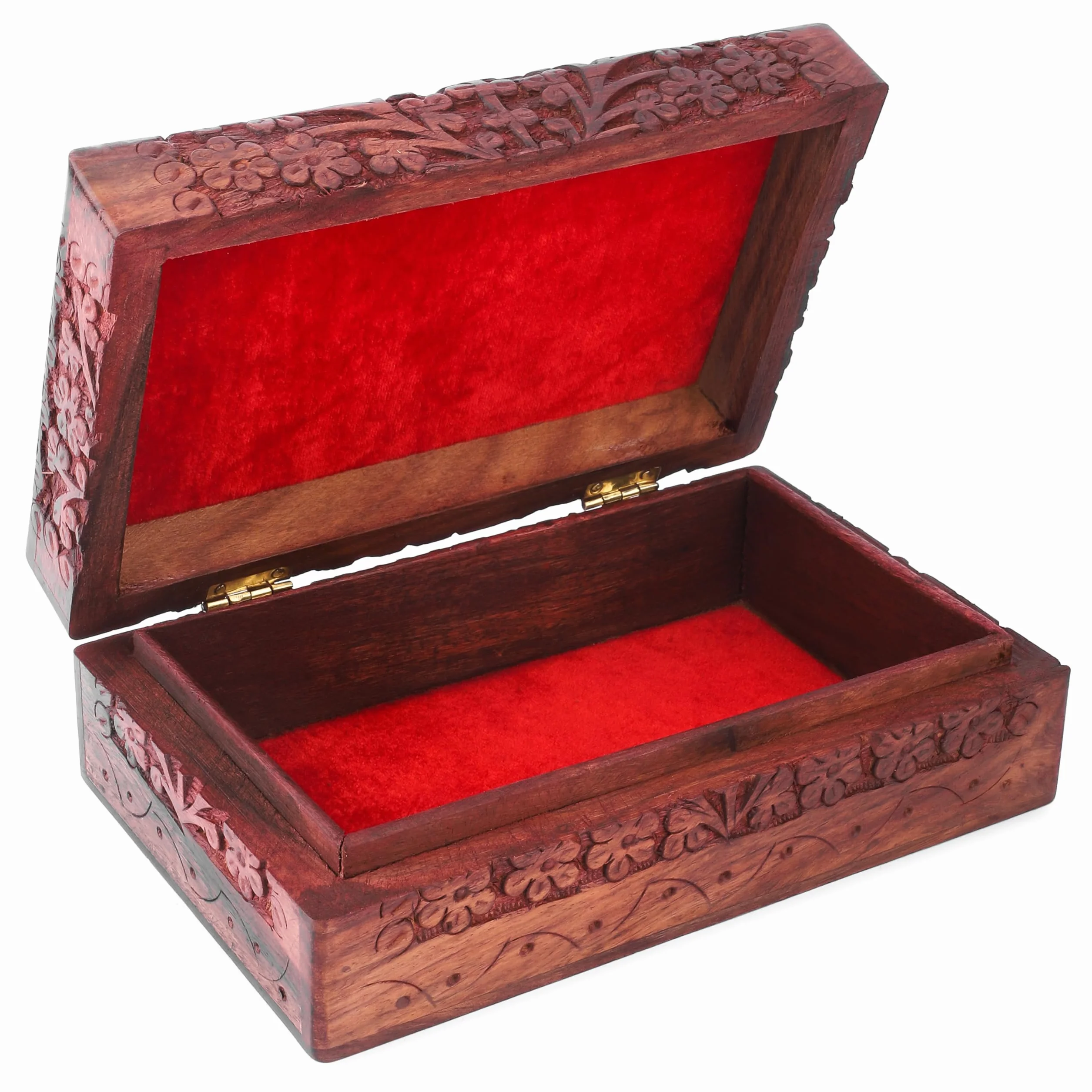Cofre del Tesoro Decorativo de Madera Tallada a mano con Patrón de árbol de la Vida, Almacenamiento de Joyas, Caja de Reloj, 8 x 5 pulgadas