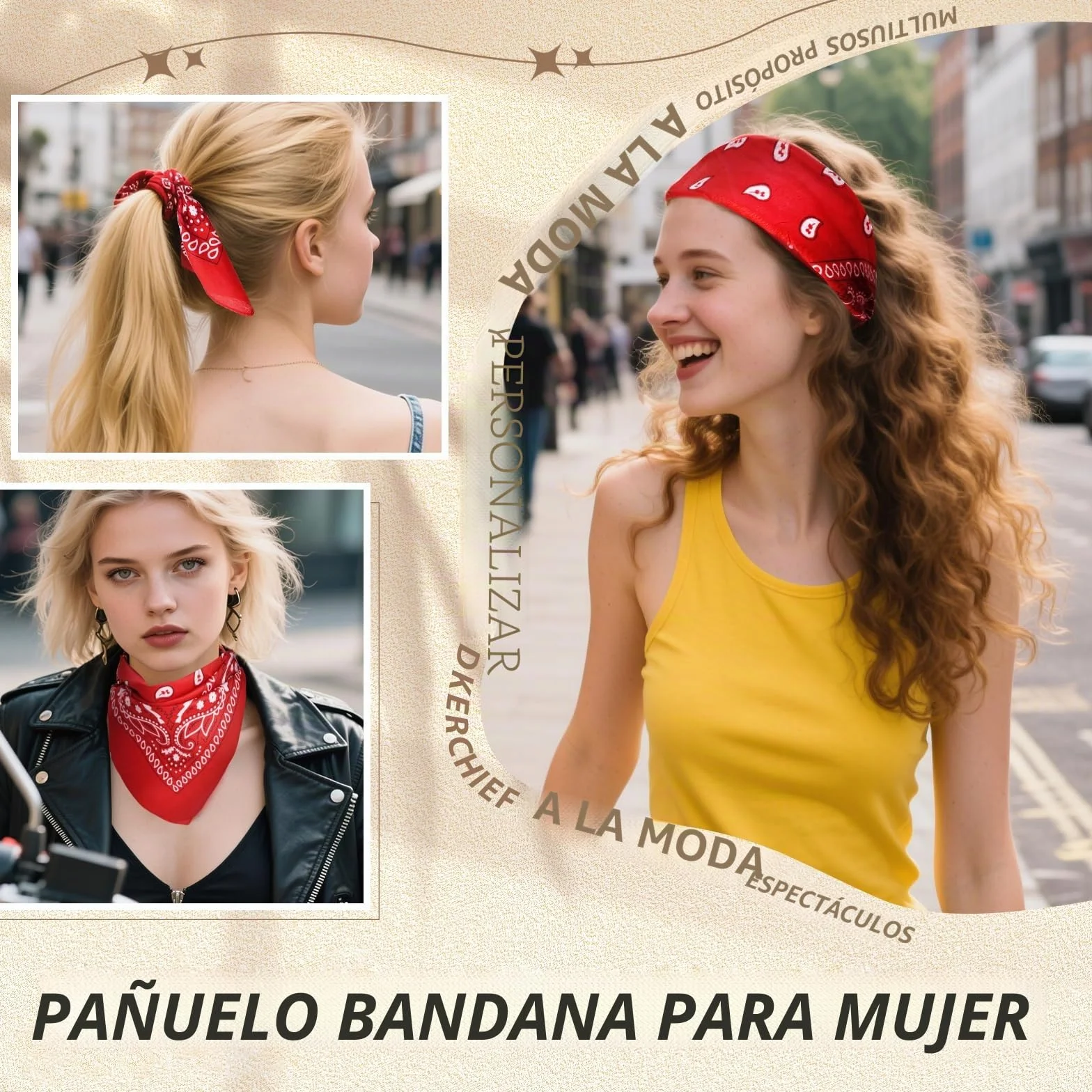 Foulard Carré para Hombre y Mujer, Pack de 12 Bandanas Paisley Estilo Cowboy