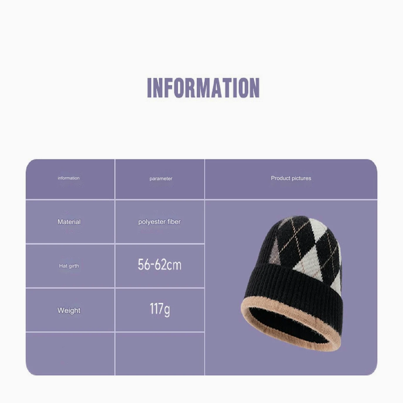 Sombrero Invierno Mujer Color De Sombrero De Invierno para Mujeres Color A Juego De Sombrero De Punto Otoño Y Lana De Invierno Moda De Circunferencia-Negro