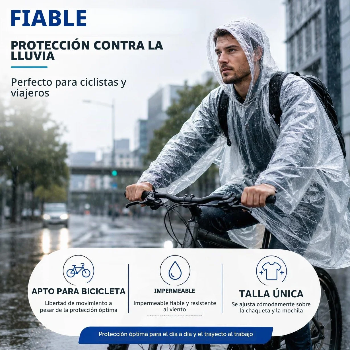 Travelfreund® Chubasquero Desechable Impermeable Transparente con Capucha Talla Única para Adultos