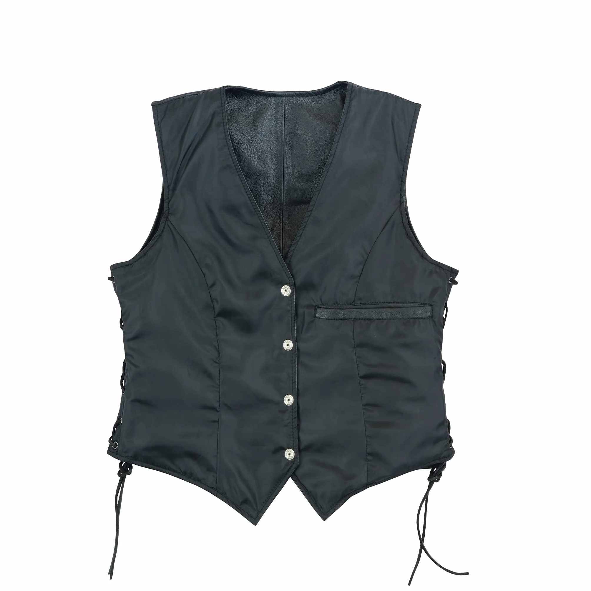 Leatherick Chaleco estilo motorista trenzado de cuero para mujer para chaqueta/chaleco sin mangas casual y de moda