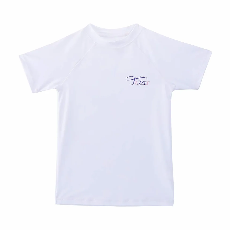 Camiseta Natación Protección Solar Niñas Traje Baño Manga Corta Rashguard Surf 4-14 años