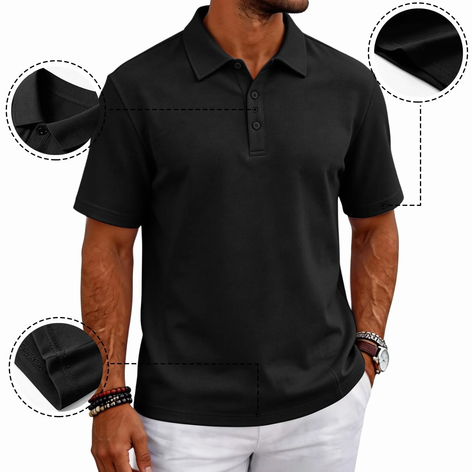 Polo Manga Corta Hombre Antisudor Verano Poliester Moda Golf