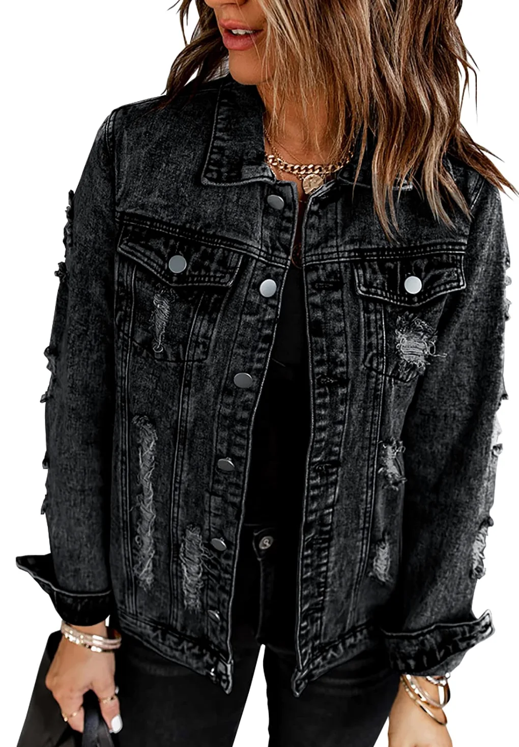 Necooer Blusa informal de gasa para mujer, cuello en V, manga corta, holgada, tops