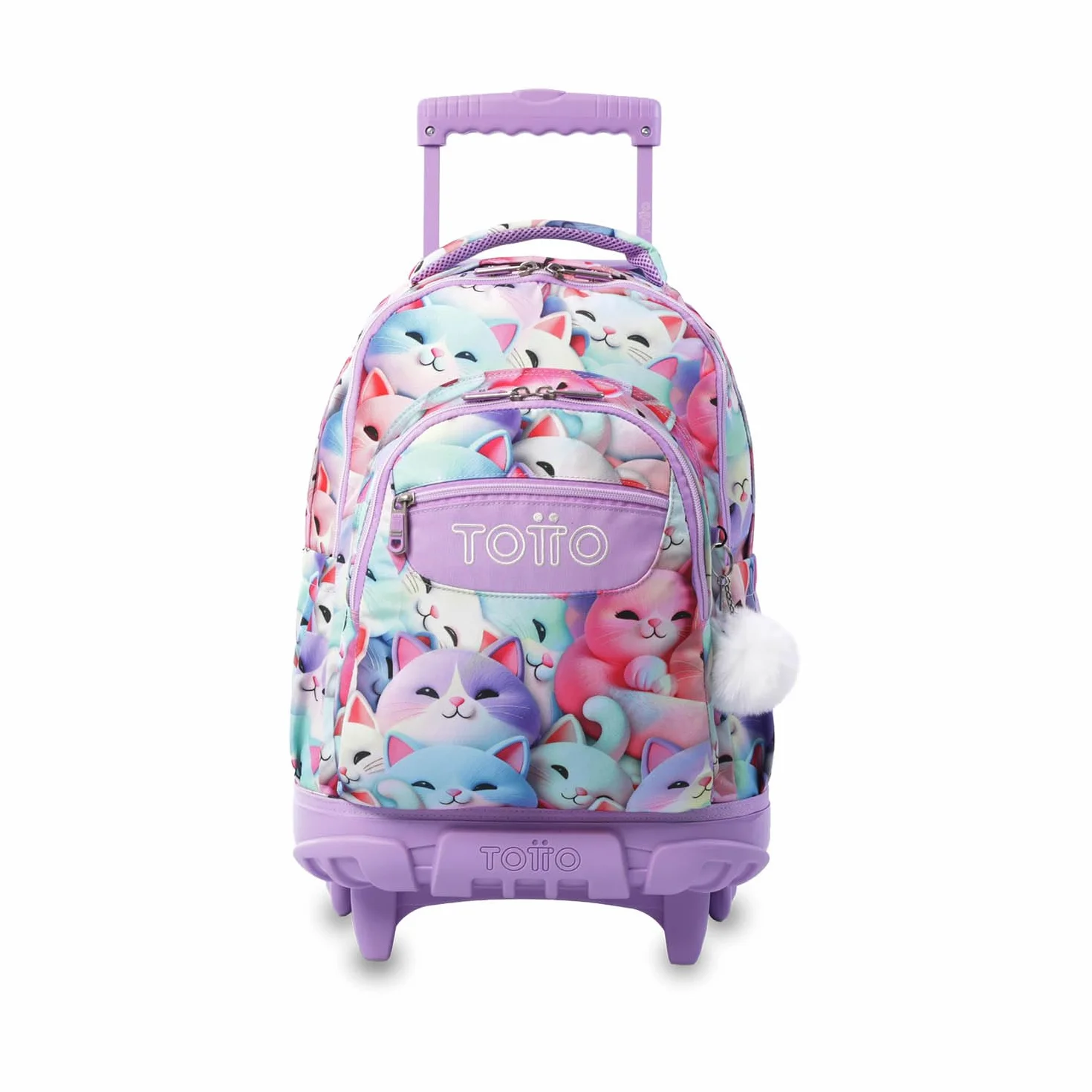 TOTTO Mochila Escolar con Ruedas Renglones 26,21 Litros Bolsillo PC 15,4" Resistente Estampado Mewsy 3D