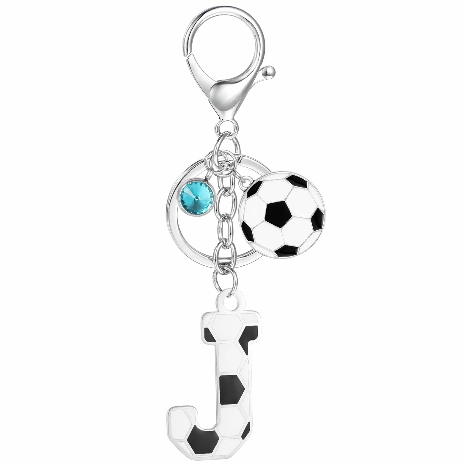 MWOOT Llavero Futbol de Letra Inicial, Llavero Nombre con Colgante de Fútbol para Niño Niña, Regalo para Bolso Mochila Llave