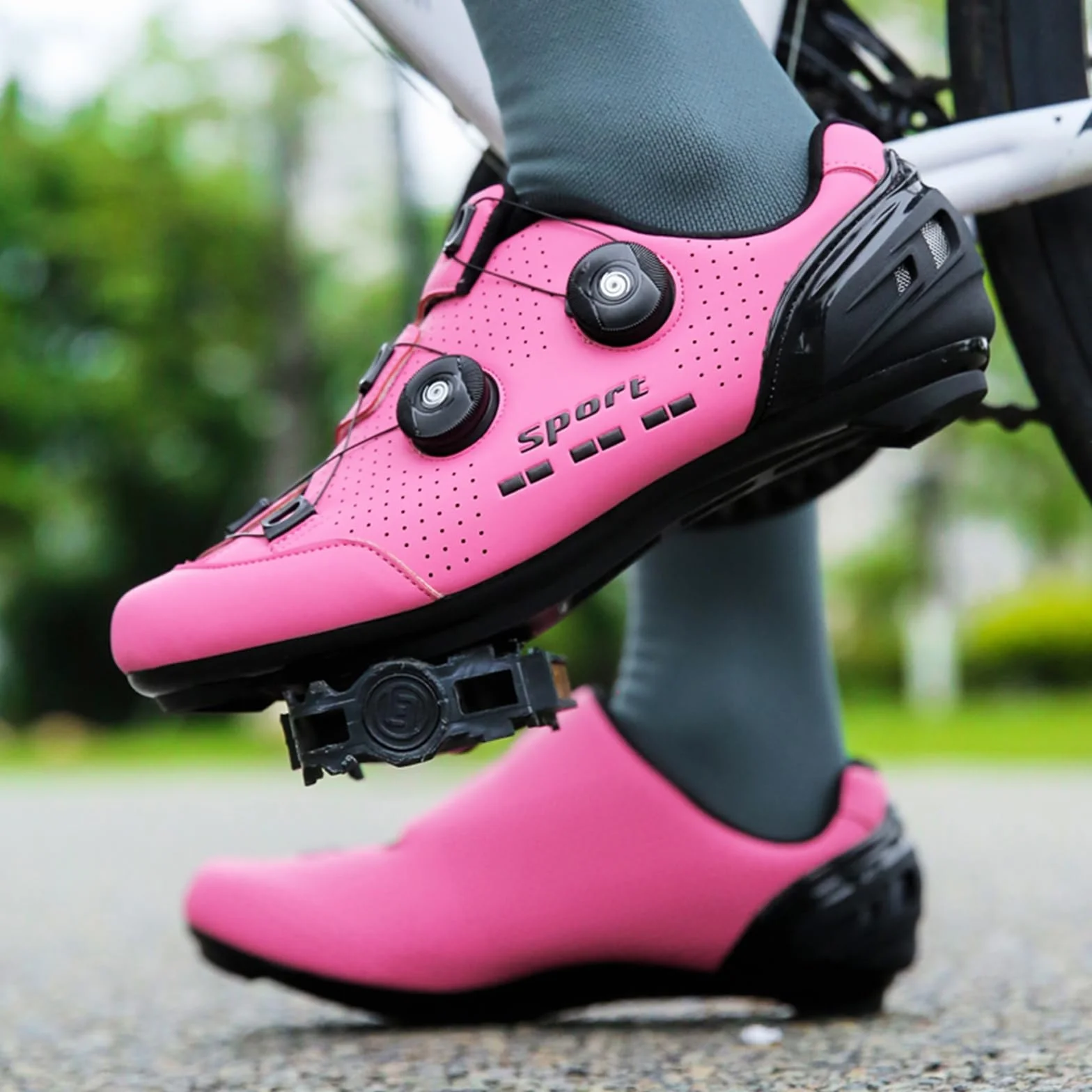 SDEQA Zapatillas de Ciclismo de Montaña Mujer SPD Look Delta Transpirables Antideslizantes