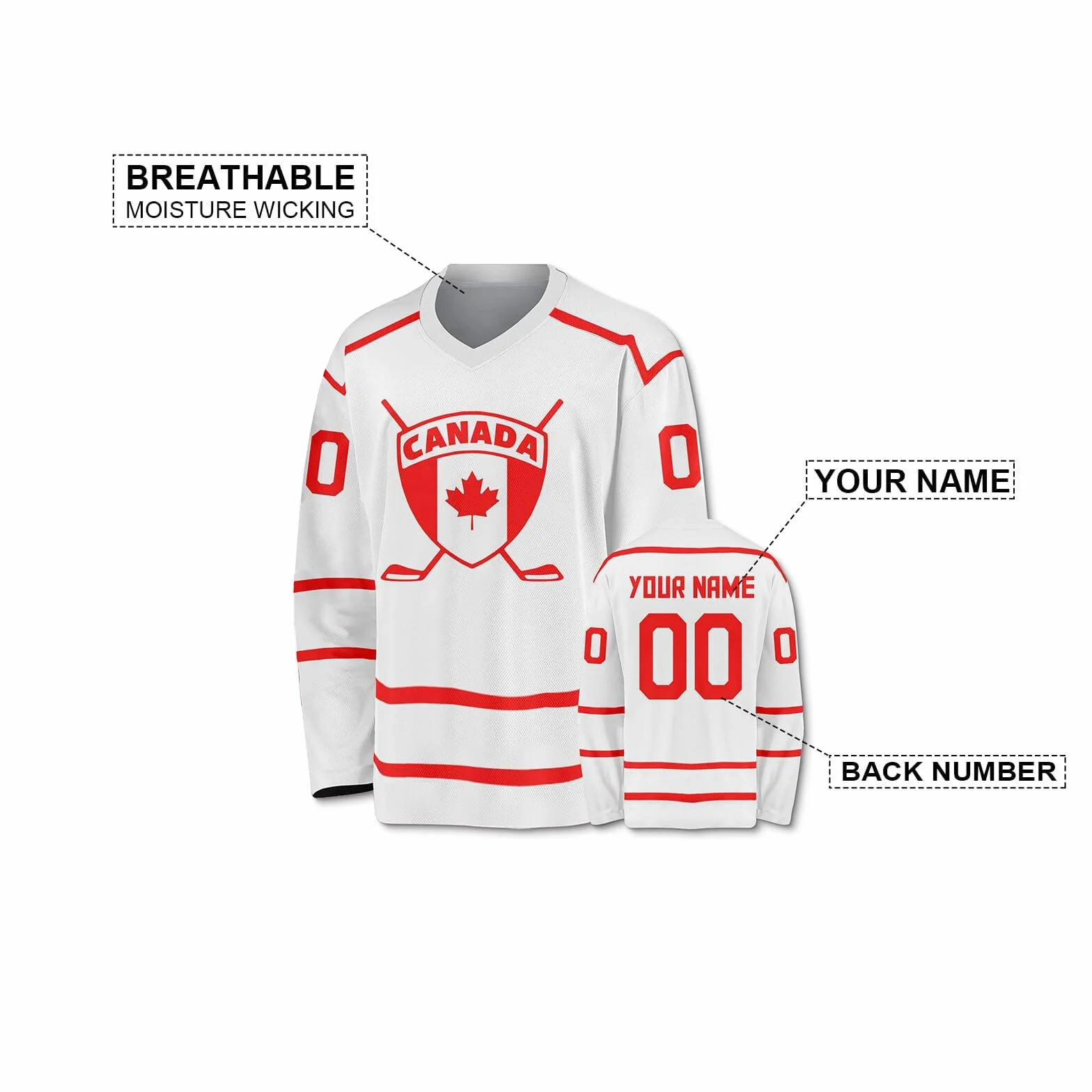Camisetas de Hockey Personalizadas Hombre Mujer con Nombre Equipo Número