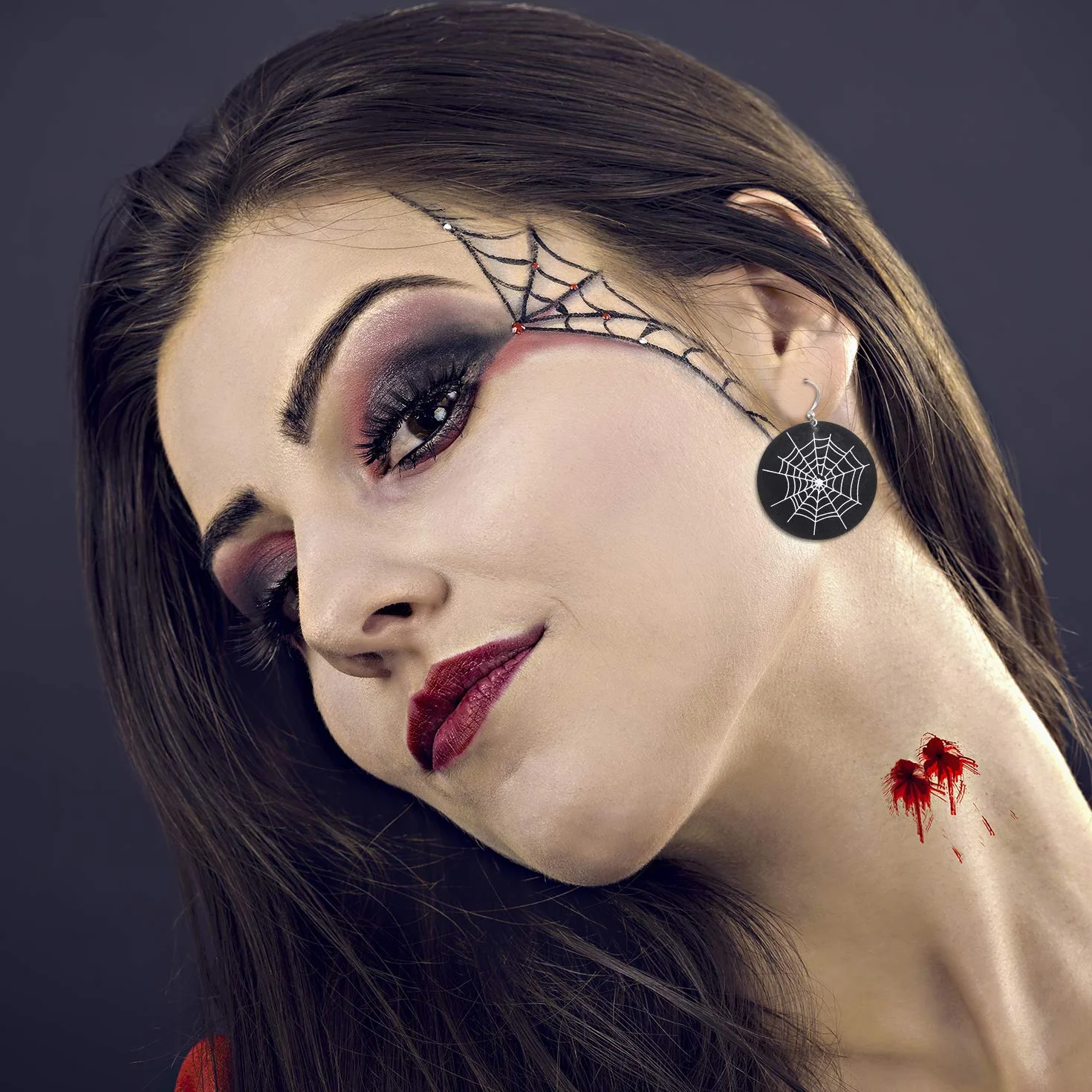 Pendientes Halloween FEPITO 8 pares Conjunto Murciélago Calabaza Araña Fantasma Esqueleto Metal