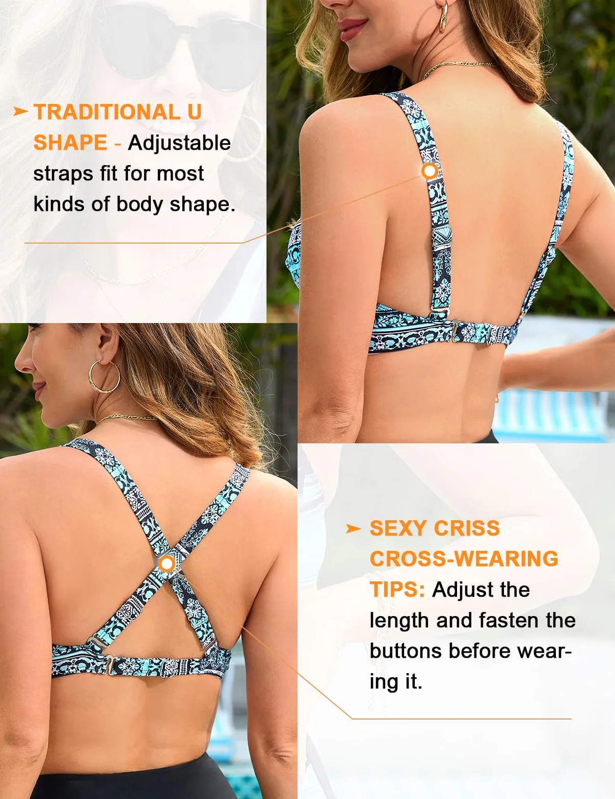 Nadeer Bikinis Mujer Push up Conjuntos de Bikini Cintura Alta Traje de Baño Sexy con Cuello en V