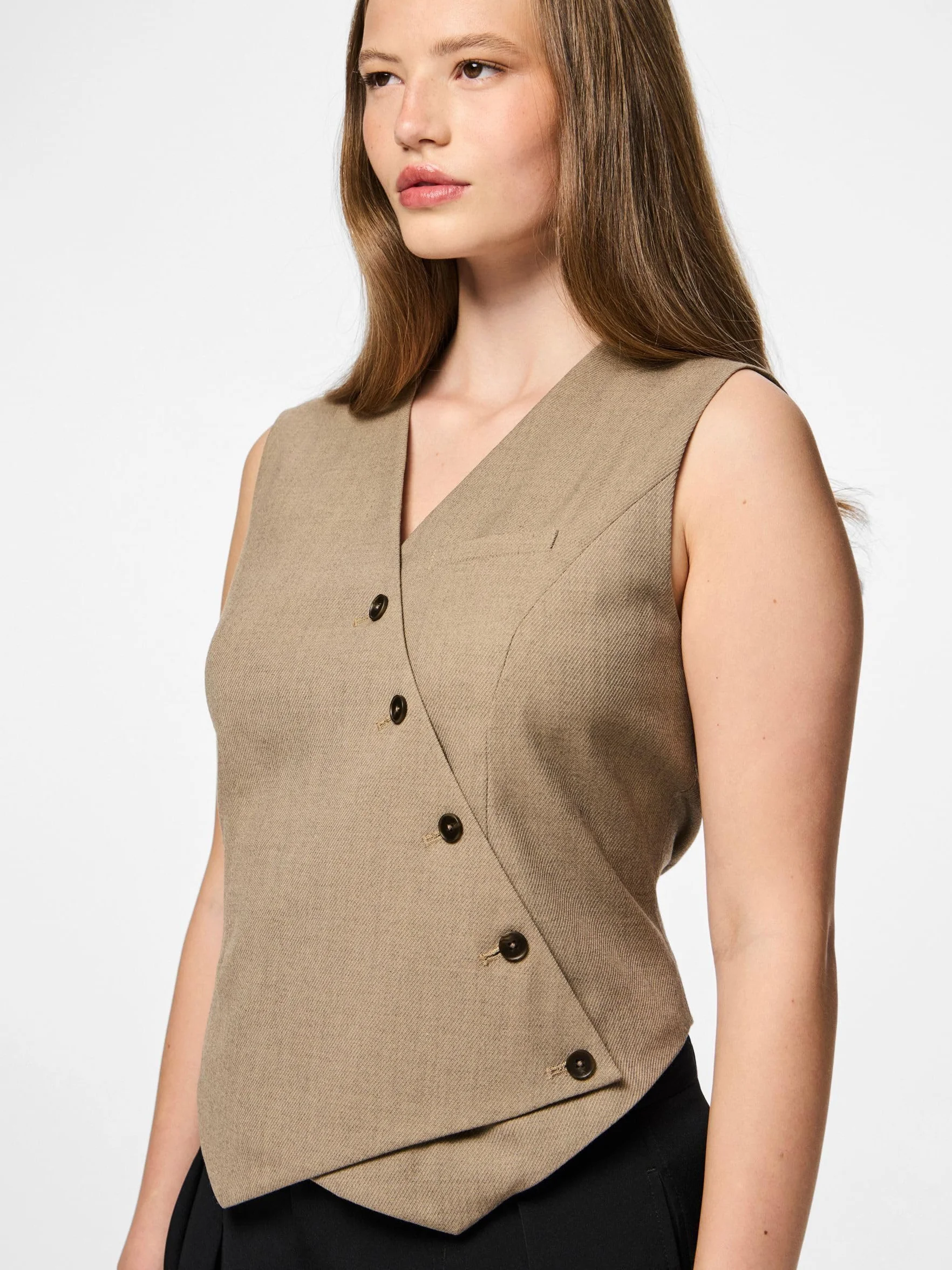 Pcbubbles Asymmetric Vest Chaqueta asimétrica Mujer Pack de 1