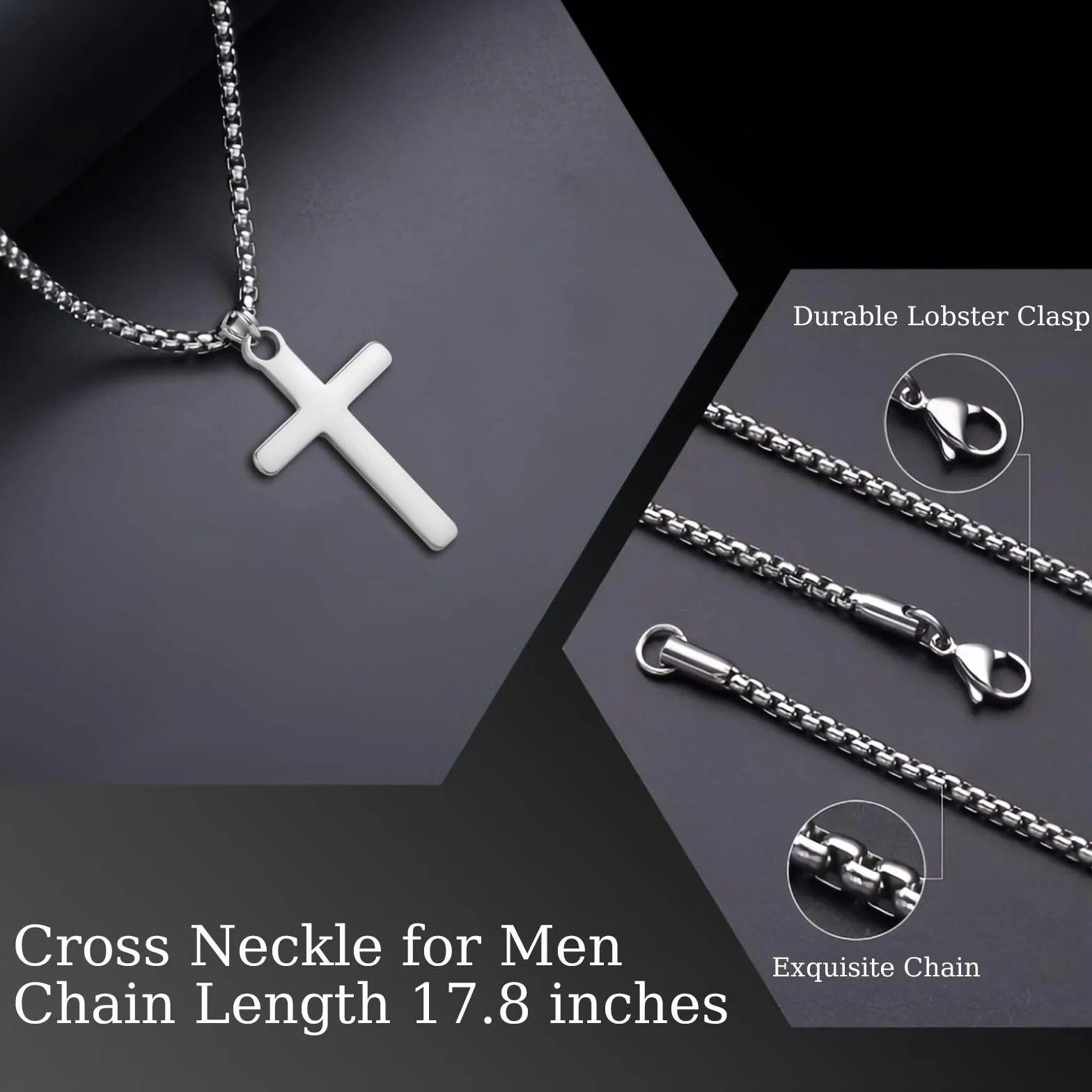 Collar con cruz de plata para niño, regalo de bautizo, primera comunión, confirmación