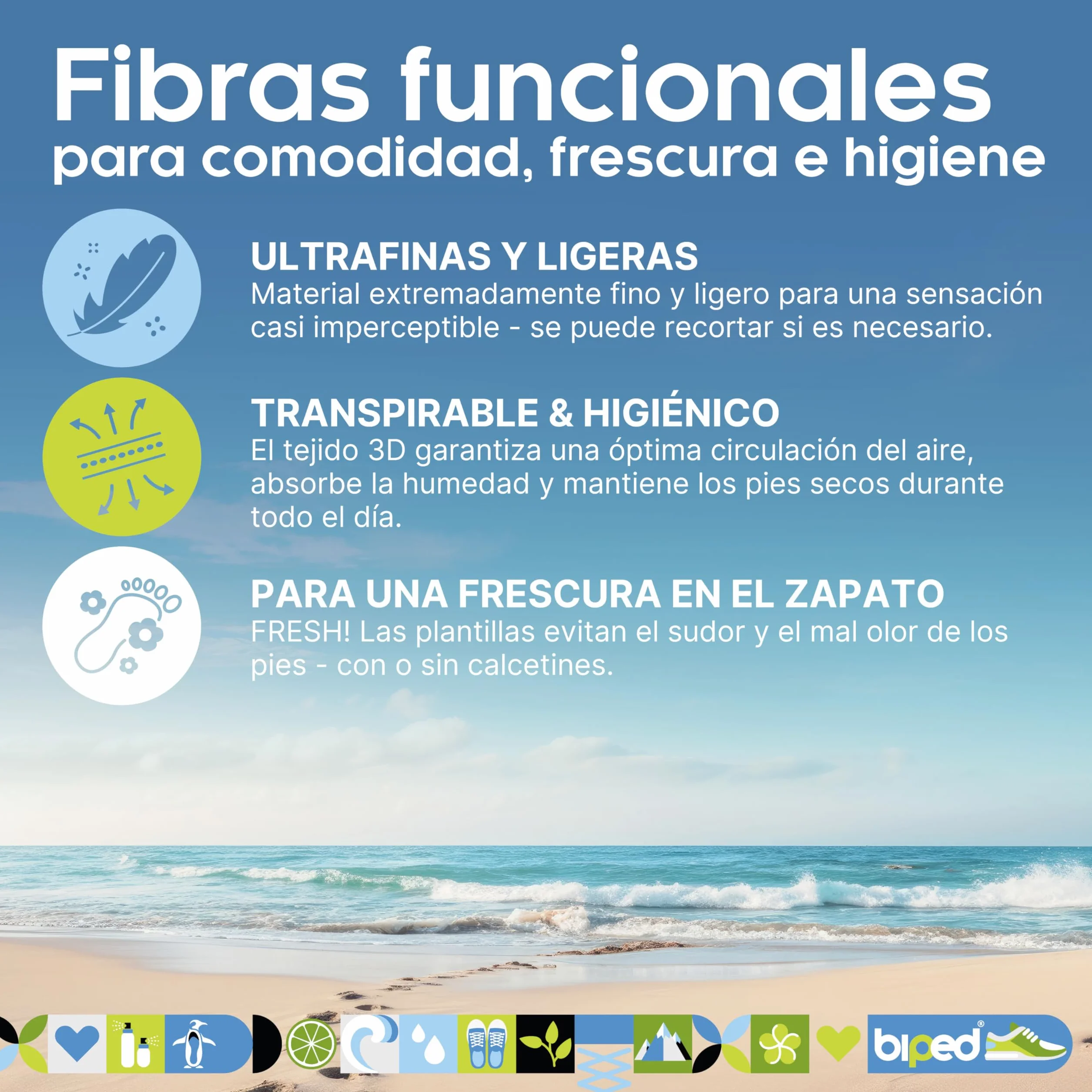Biped Fresh Clean Breeze Plantillas Refrescantes 8 Pares Extrafinas Contra Mal Olor