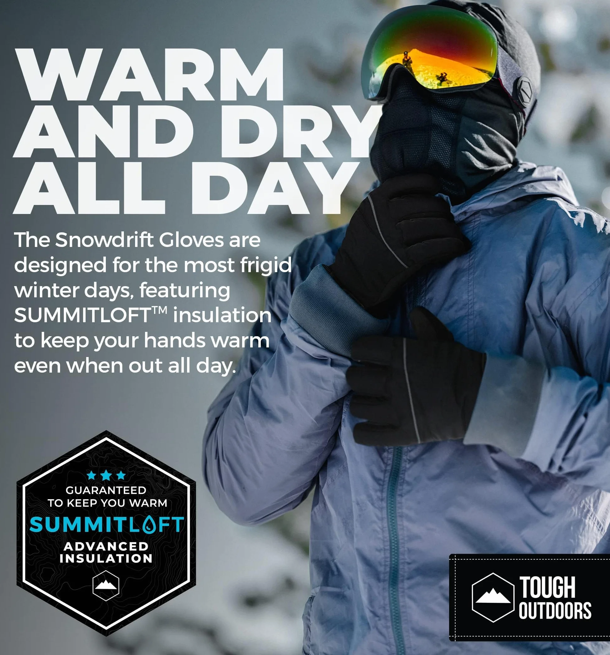 Tough Outdoors Guantes de esquí - Guantes térmicos Impermeables para Nieve - Guantes aislados para Snowboard para Mujeres y Hombres - Guantes de Invierno para Nieve y esquí