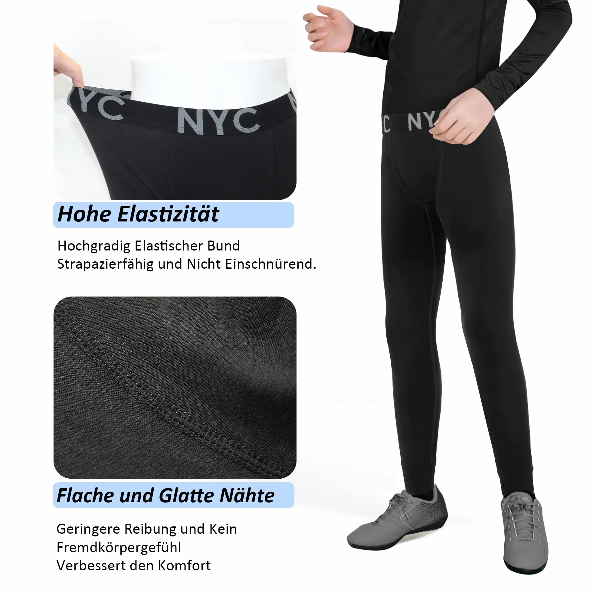 Uizuooy Pantalones de Compresión para Niños Leggings Tight Atletices Deportiva Negro Mallas de Pantalones Paquetes de 1/2 para Leggings Niños