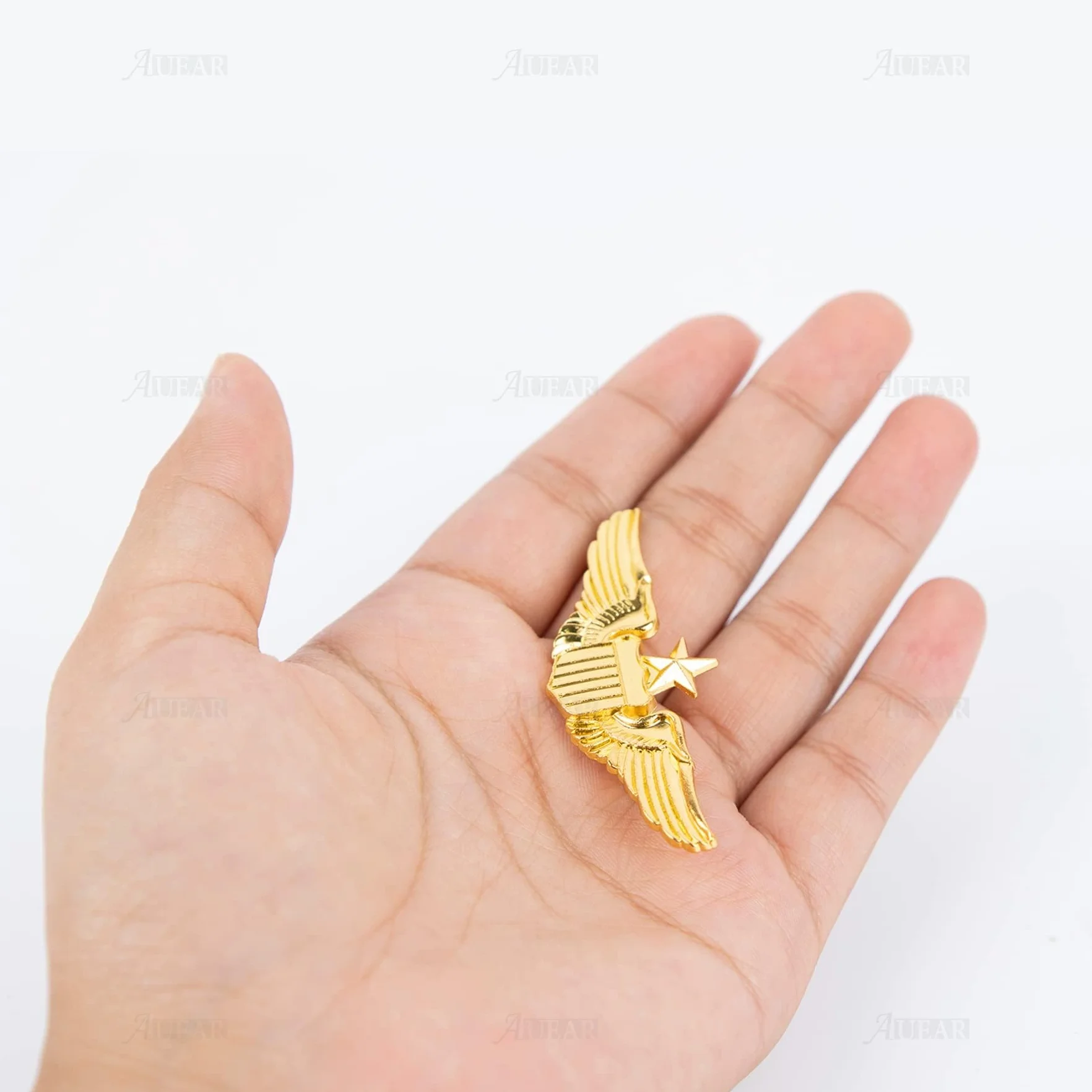 Metal Aviator Wings Pin, Senior Pilot Wing Gold Badge for Professional Uniform Cosplay