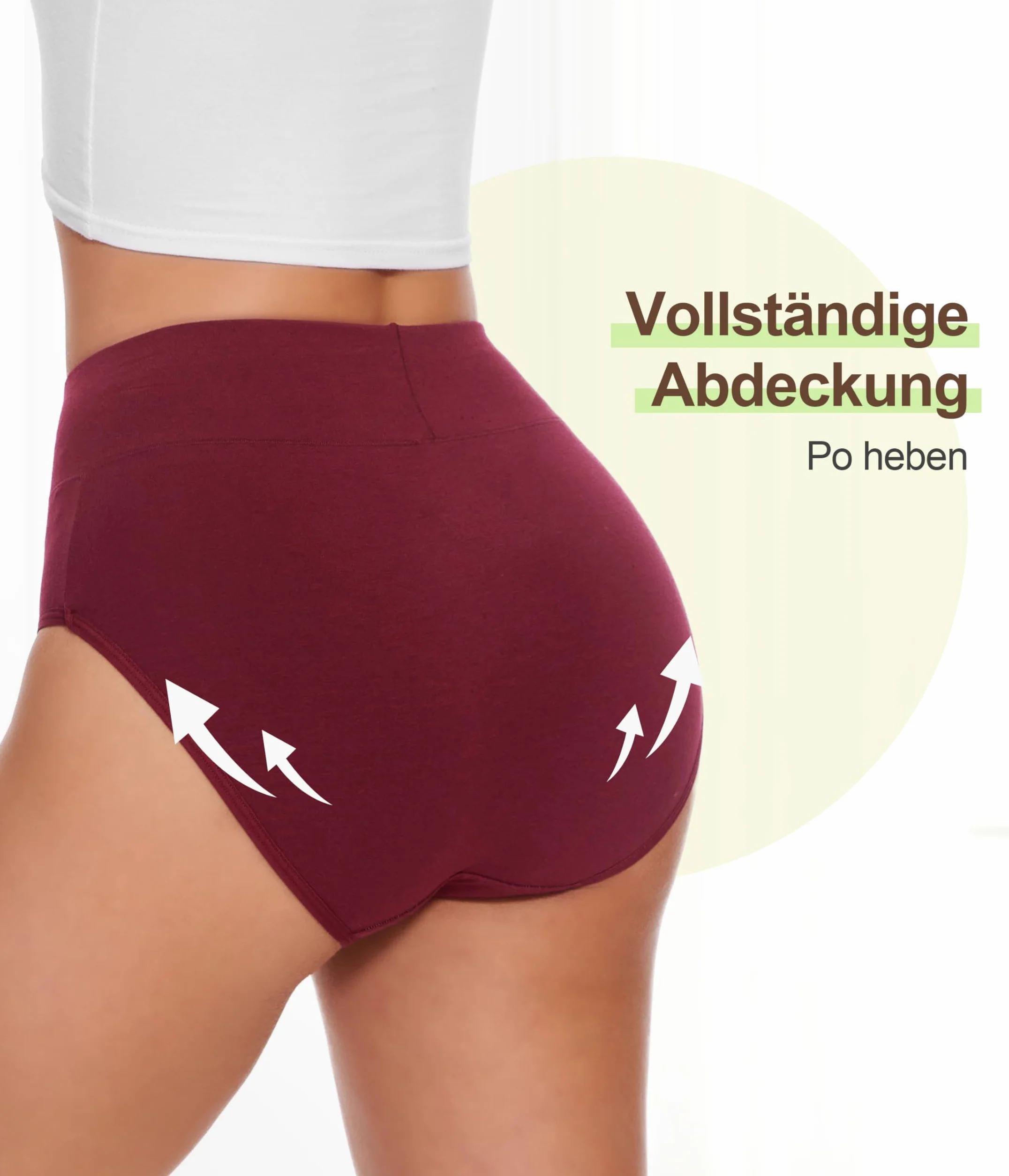 YESWEL Calzoncillos Mujer 5 Pack, Ropa Interior de Algodón Cintura Alta Hipster Bragas Elásticas Transpirables S-3XL
