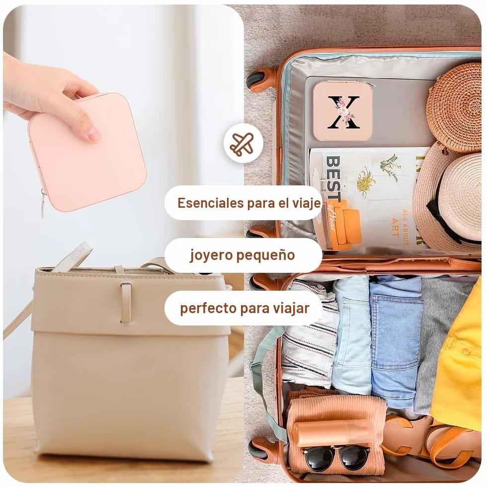 Joyero de Viaje con Monograma y Espejo, Regalo para Mujer