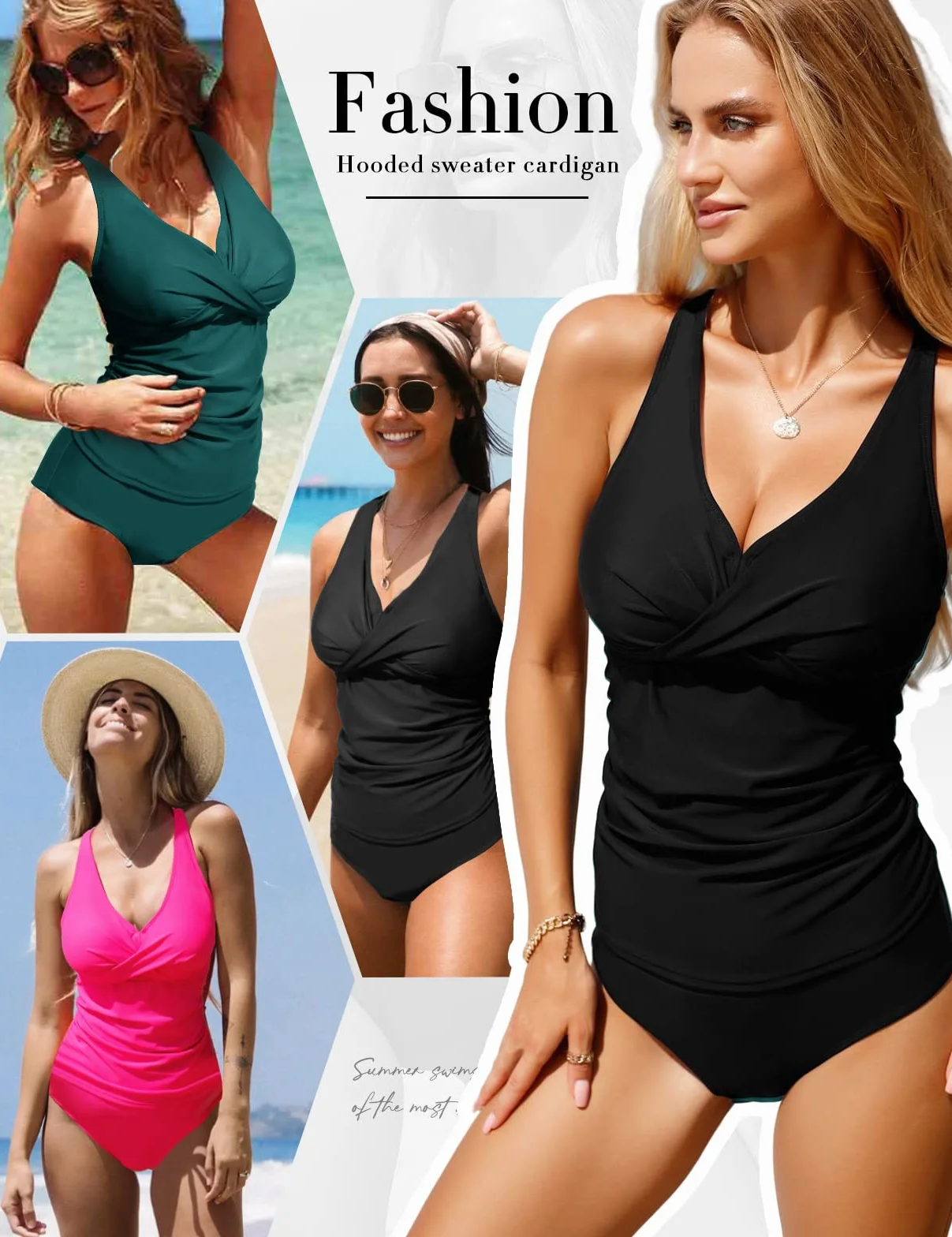 UMIPUBO Bañador Mujer Talla Grande Tankini Reductor Vientre Plano Cuello V Push up Playa