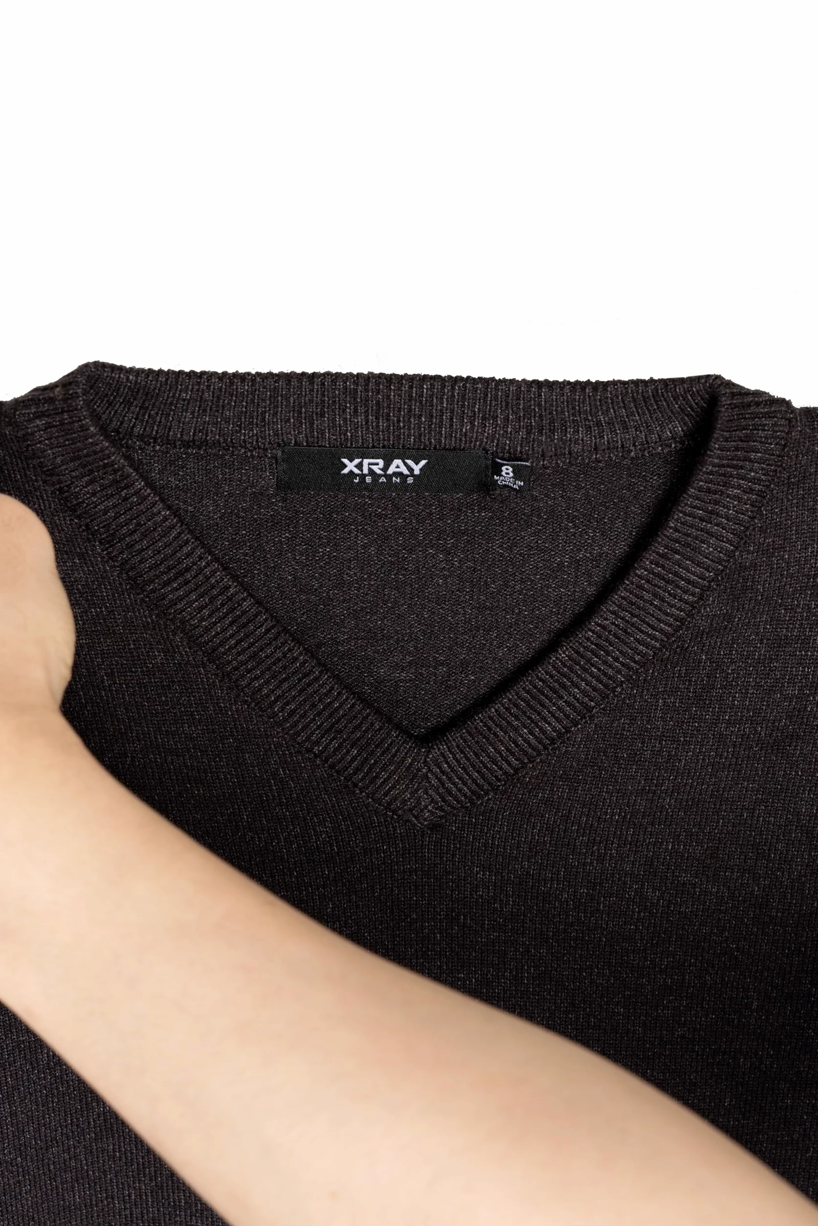 X Ray Suéter de Uniforme Escolar con Cuello en V (Talla XS – XXL), para niños Grandes y niños pequeños, Adolescentes, Manga Larga, Cuello en V, Color Antracita Jaspeado, Talla Grande