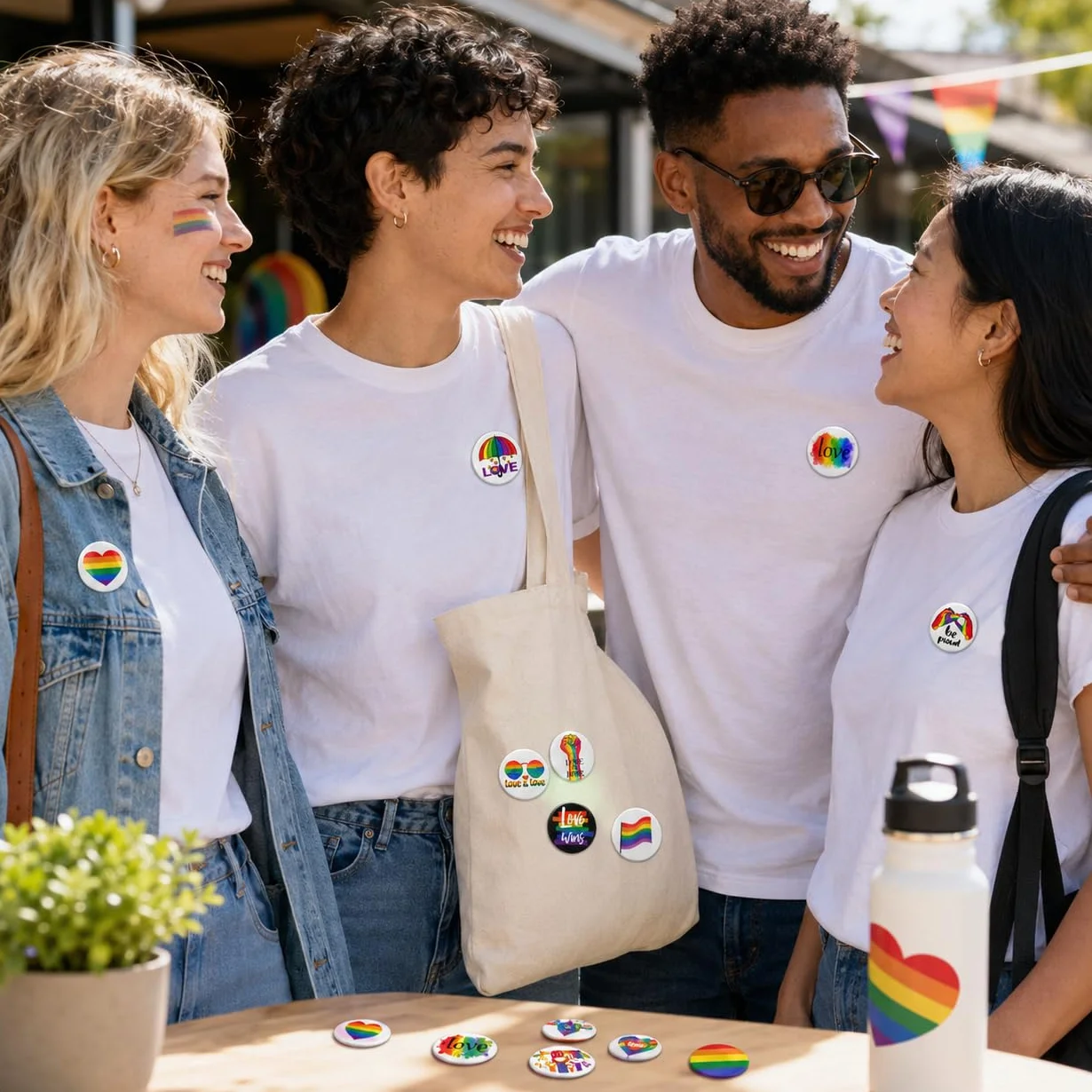Insignias LGBTQ 16 Piezas 44MM, Pines Acero Inoxidable Puño Arcoíris, Set Broches Pride para Ropa
