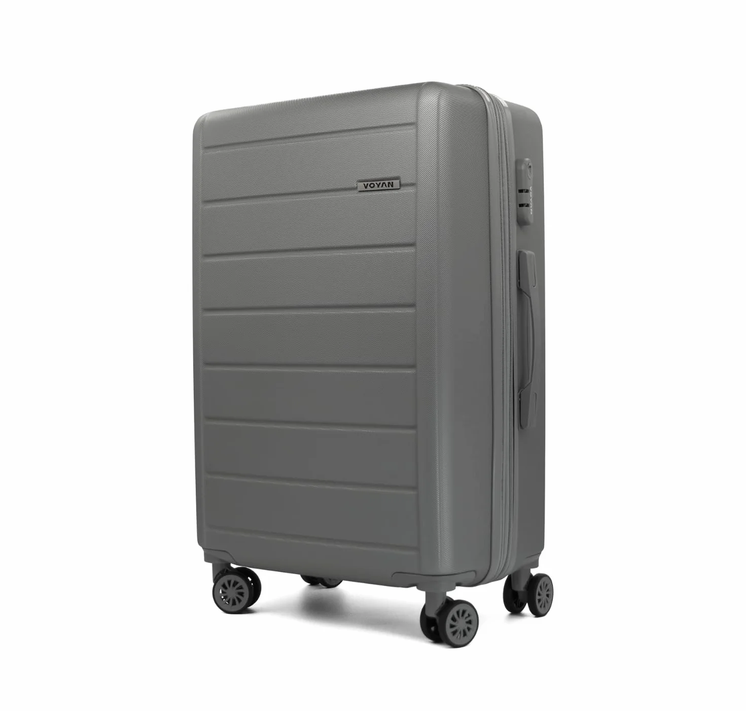 VOYAN Maleta Grande 23kg SDR Gris 68x46x28 Expandible, Trolley Rigido ABS Ligero 4 Ruedas 360°