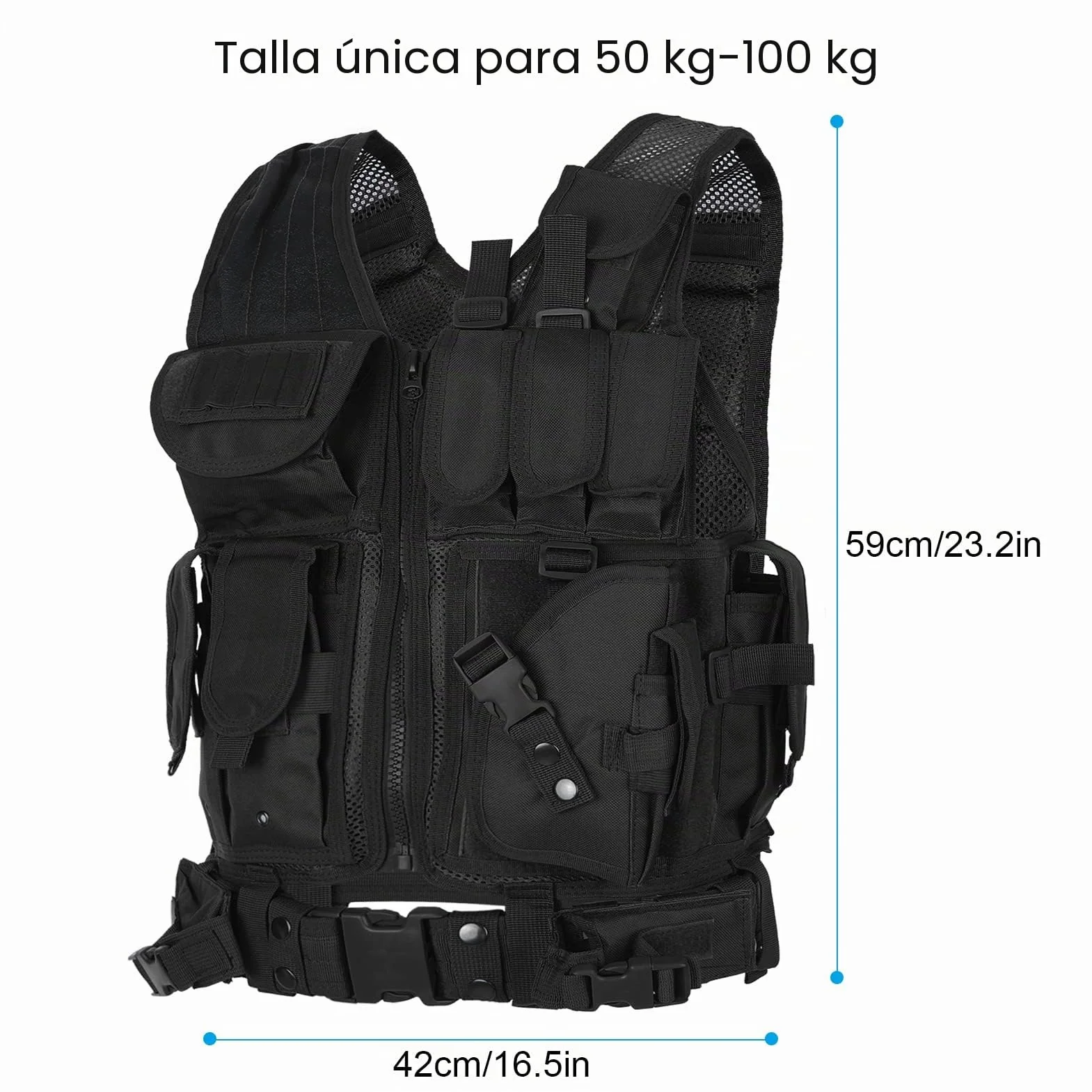 Lixada Chaleco táctico militar de poliéster para airsoft caza negro
