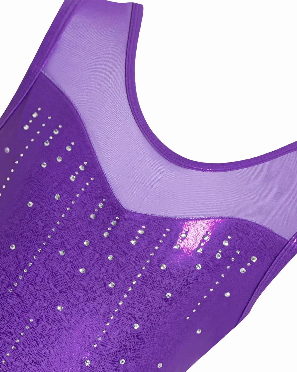 Gogokids Conjunto de gimnasia para niña sin mangas 3 piezas con pantalones cortos y cinta para el pelo cuello de malla insertado 3-12 años