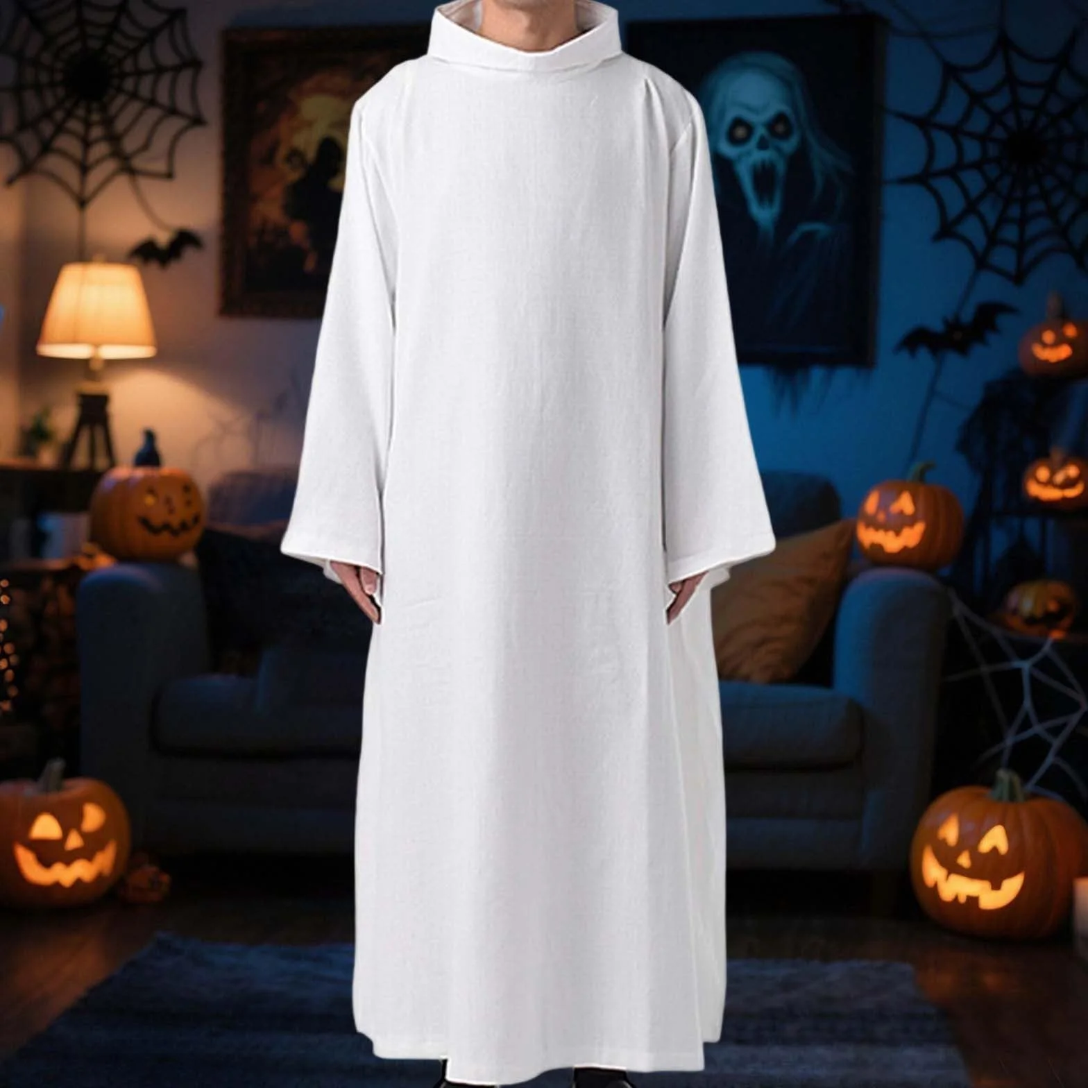 Vestidura de Pastor Túnica Blanca Sacerdotes Católicos Iglesia Ropa Clérigos Oriente Medio Larga