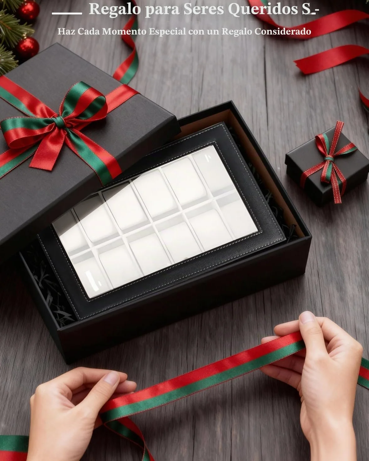 ATPEAM Caja para Relojes 12 Compartimentos Organizador Estuche Almacenamiento Tapa Cristal