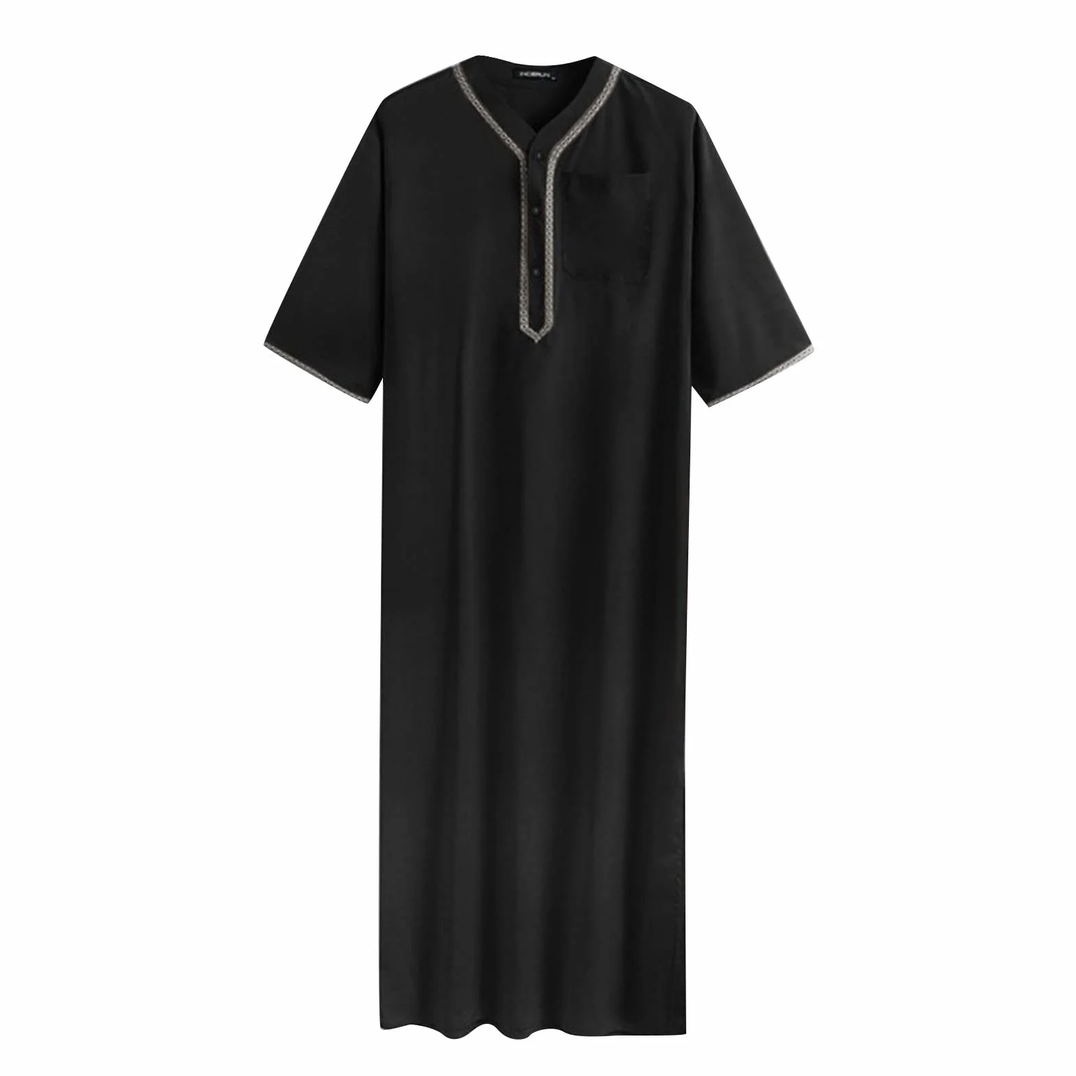 Chilaba hombre Vestidos musulmanes para hombre manga corta larga caftán árabe hombres camisón algodón lino túnica de gran tamaño ropa de oración musulmana ramadán islámica ropa abaya arabe hombre