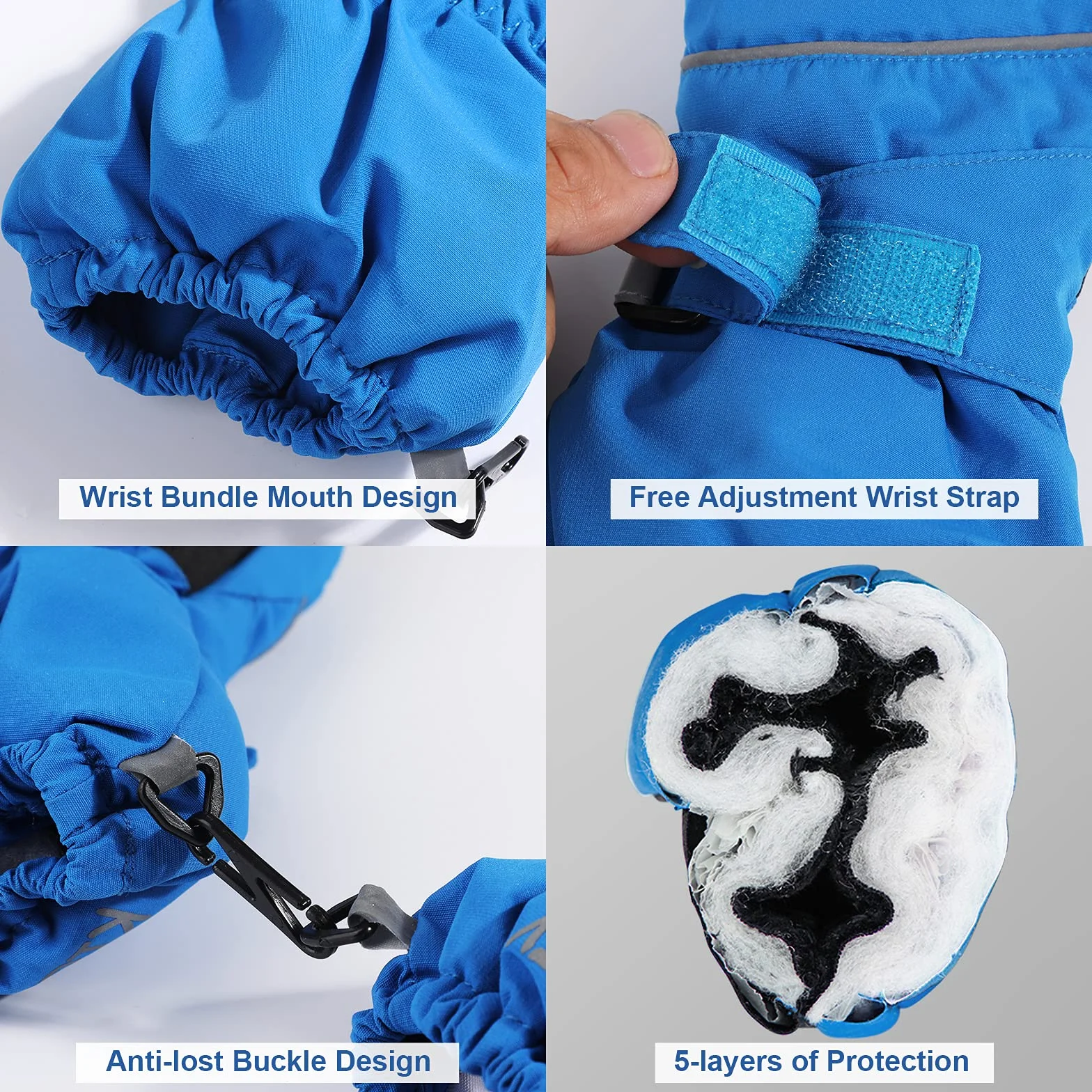 QKURT Guantes de Esquí para Niño, Manoplas Invierno Clima Frío 4-13 Años Trineo Snowboard Patinaje Ciclismo