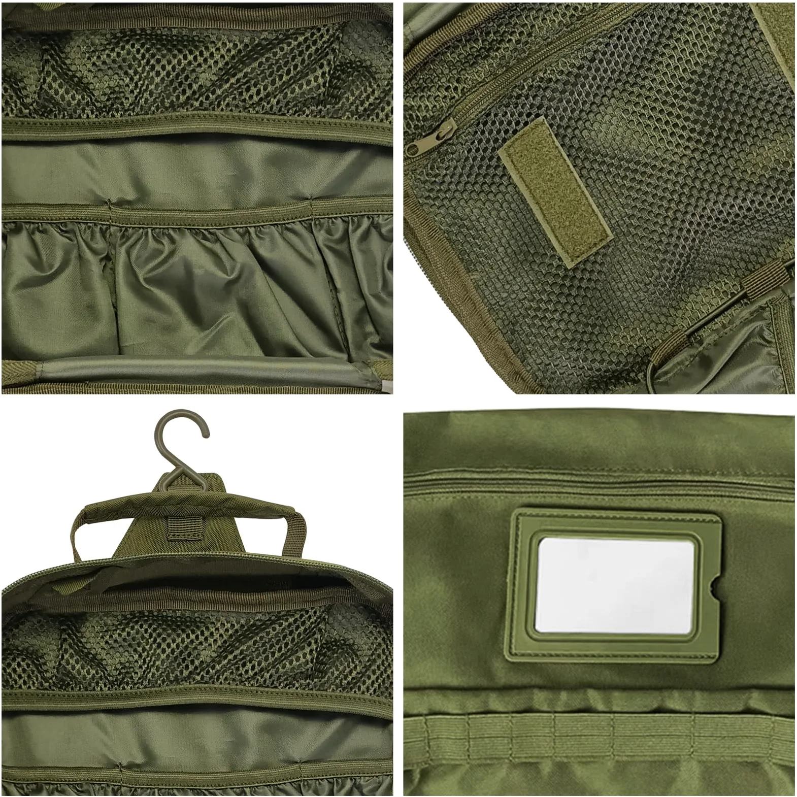 SMONT - Neceser táctico para Hombre, Kit de Aseo para Colgar, Bolsa de Afeitado para Viajes, Accesorio de baño, 24 cm, Verde, Multifuncional