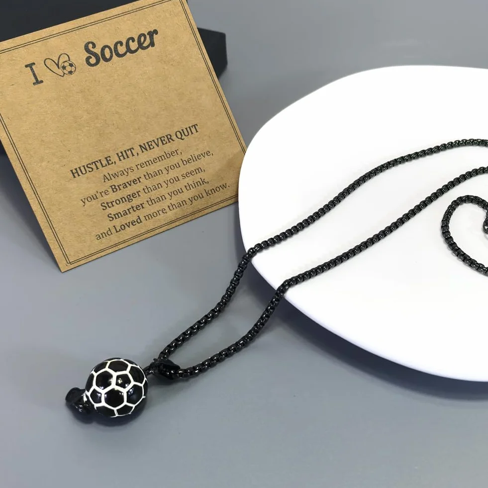 Regalo Futbol Niño Cadena Joyería 23 Pulgadas Negro