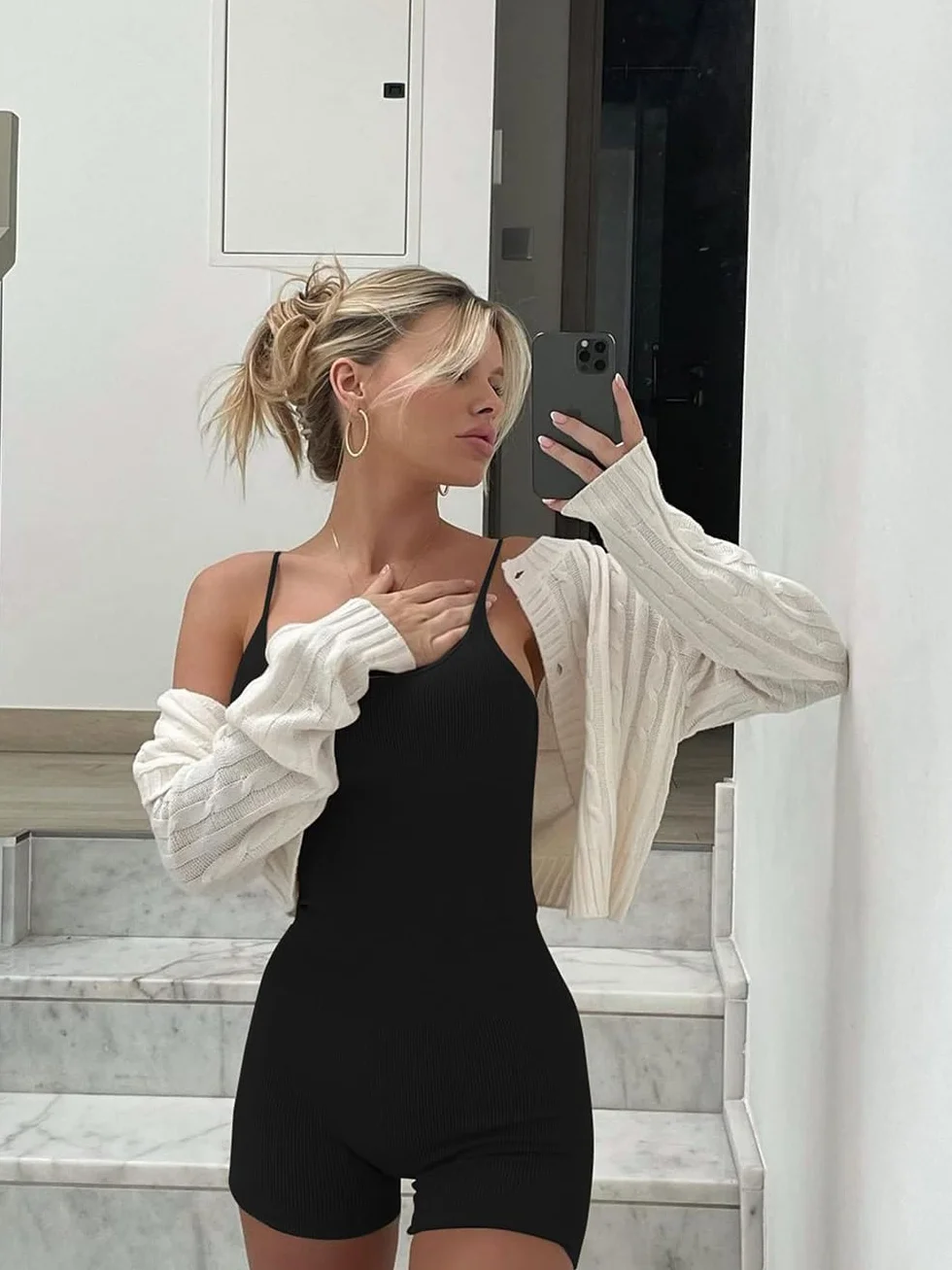 Mono de Mujer Corto Sin Mangas Sexy Elegante Jumpsuit Ribbed Tank Top
