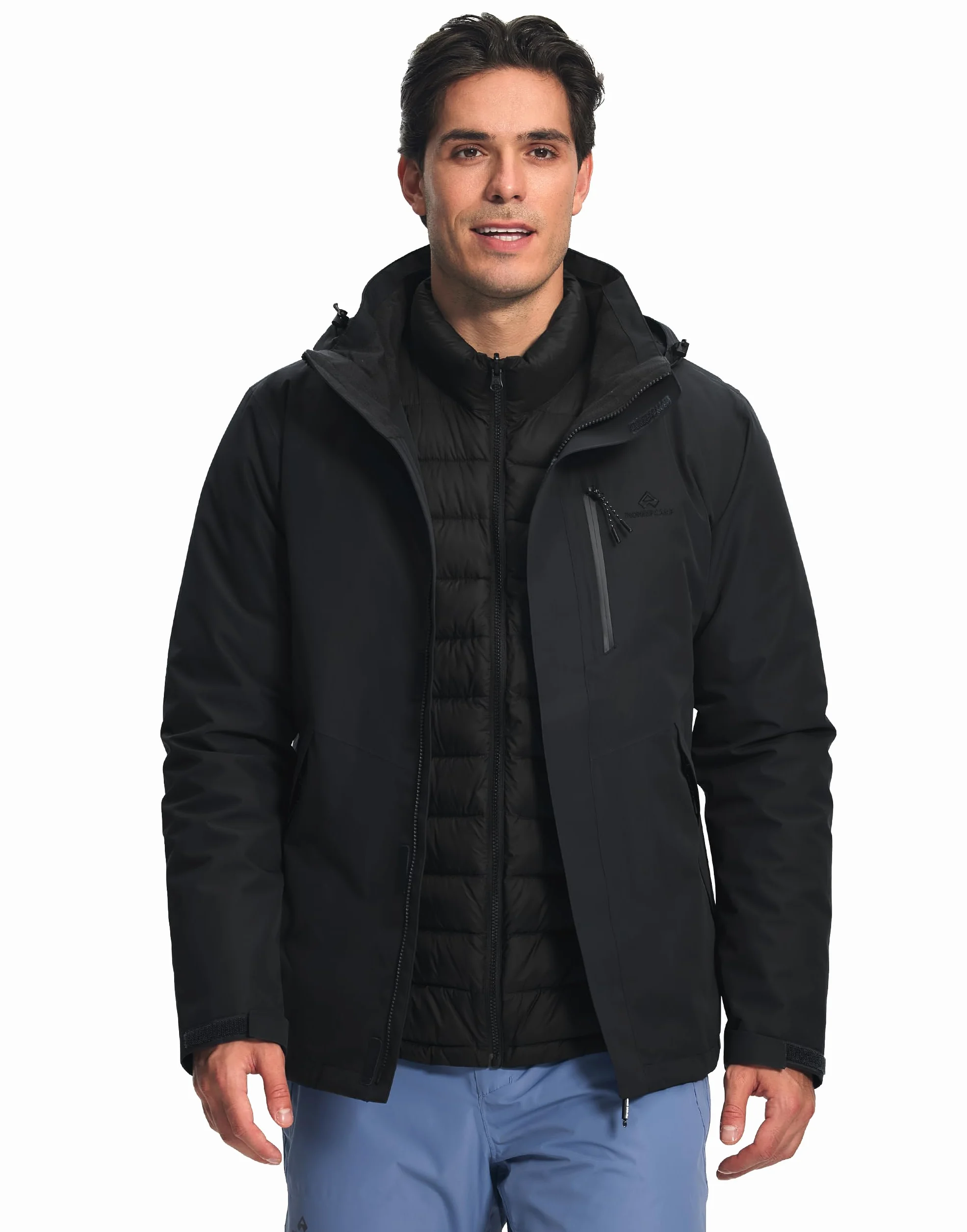 Pioneer Camp Chaqueta impermeable 3 en 1 hombre con forro plumón gorro ajustable