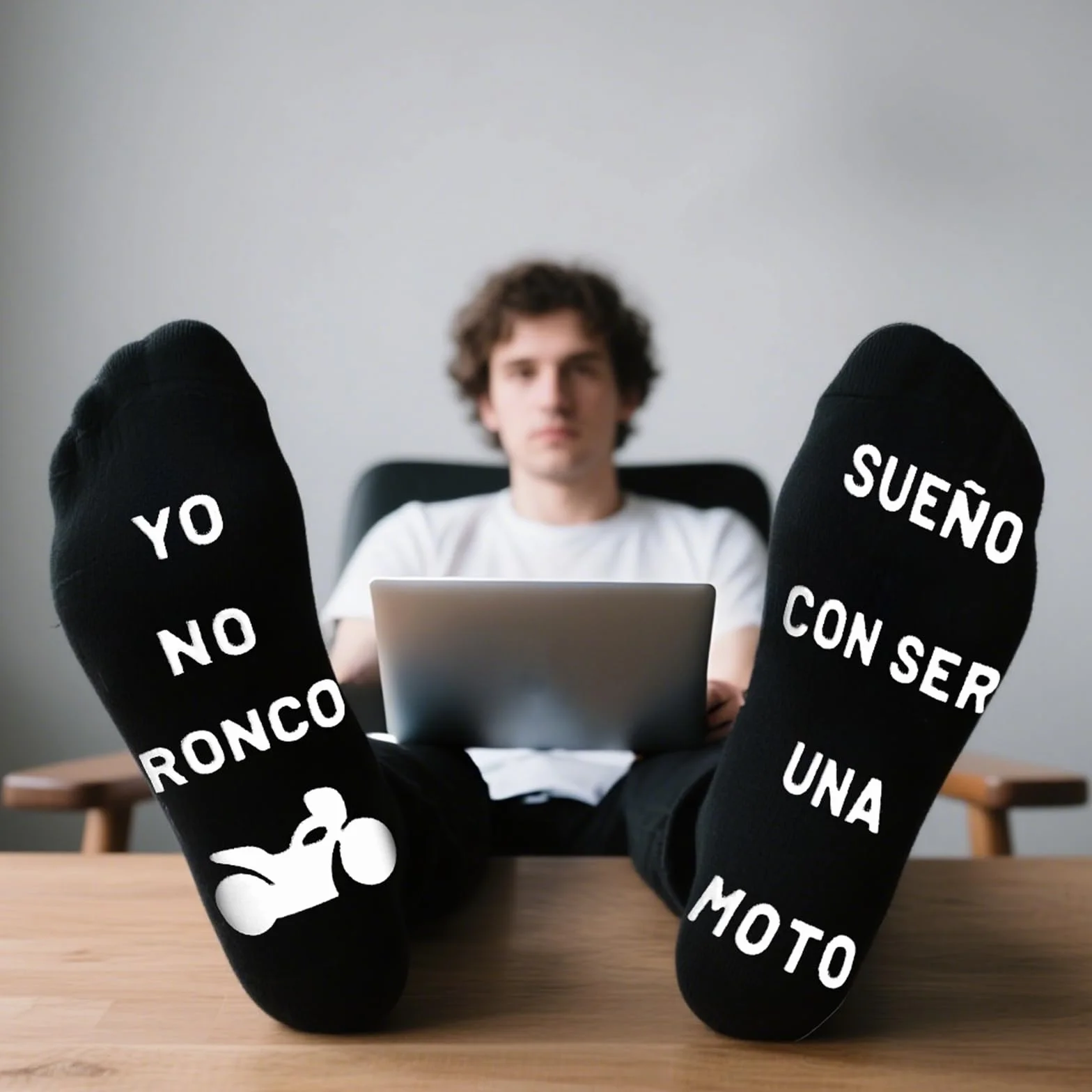 BONANGEL Calcetines Hombre Divertidos Moto Antideslizantes Algodón 39-46 Regalos Originales
