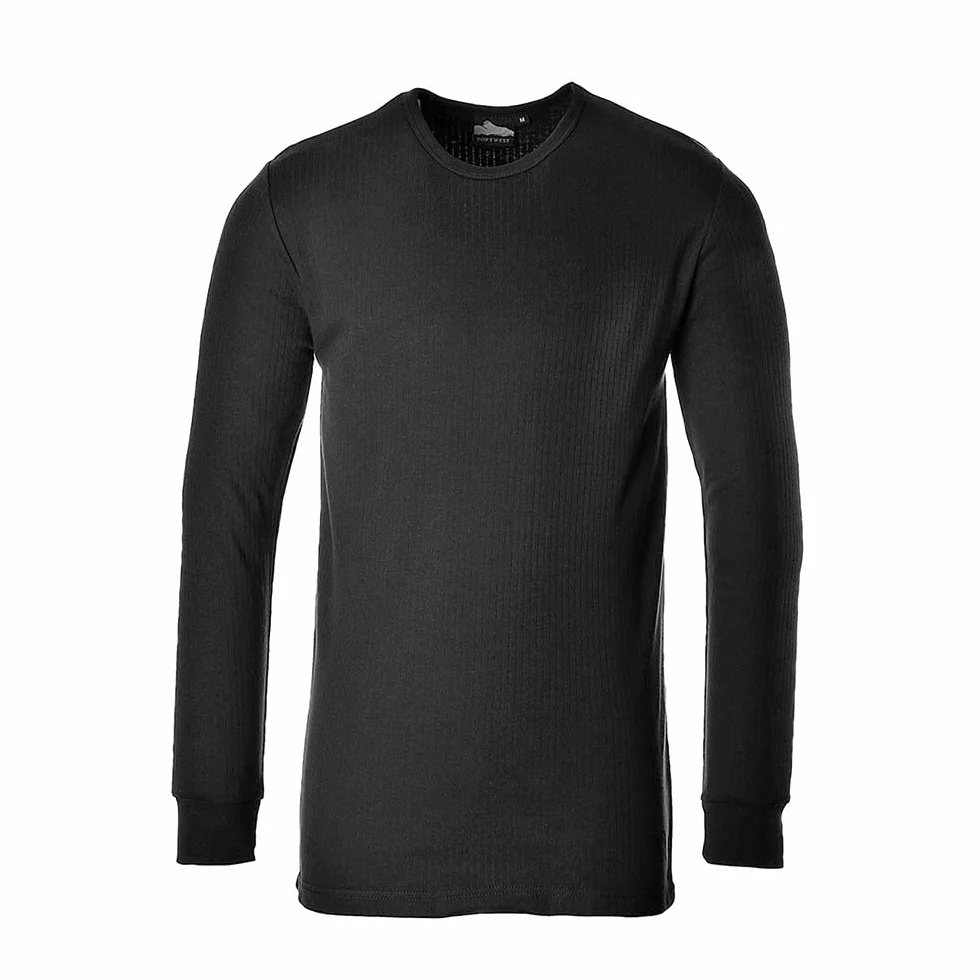 Portwest B123 Camiseta Térmica Aislante Manga Larga Negro Mediano