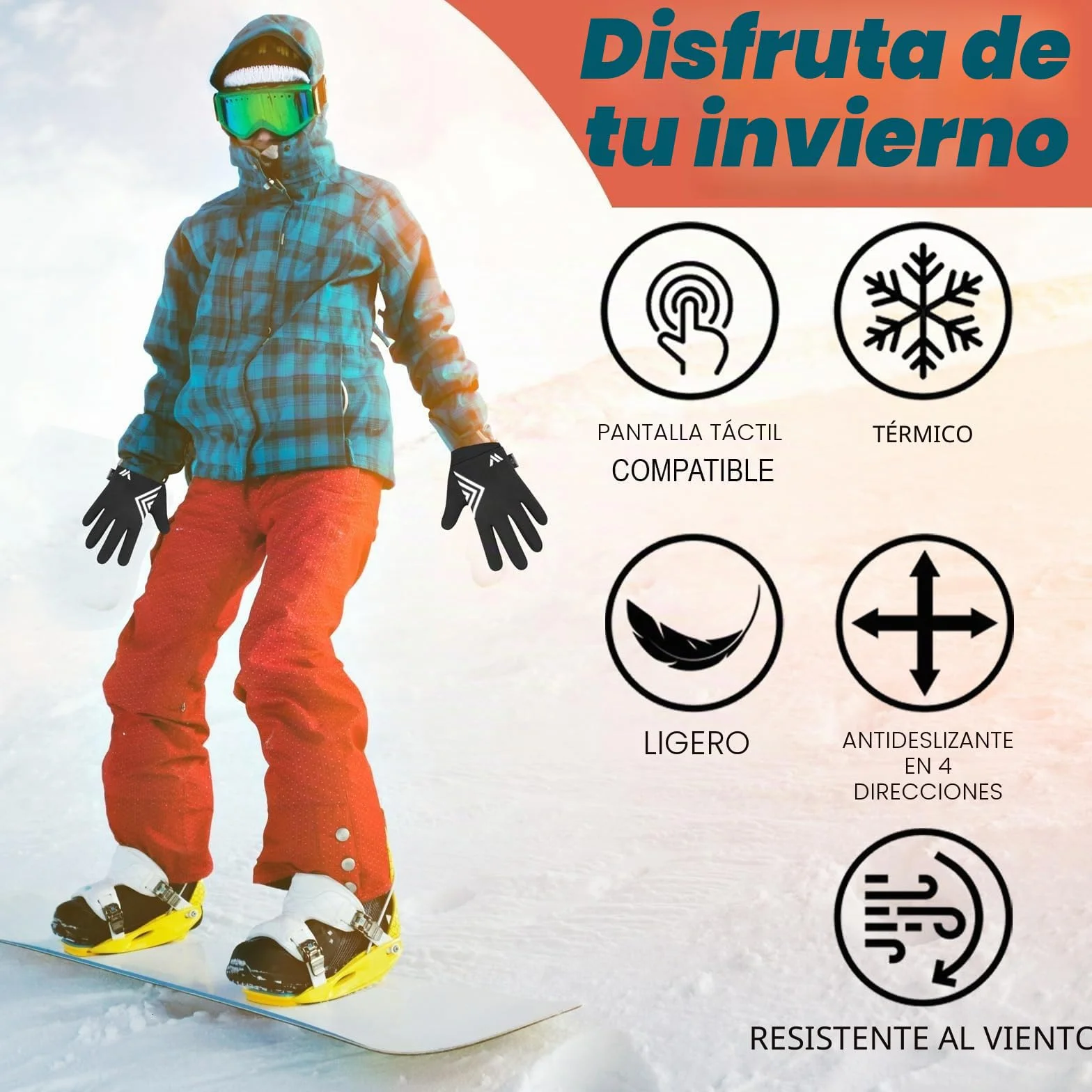 WESTWOOD FOX Guante Térmico para Pantalla Táctil Antidelizante para Niño Niña 4-12 Años