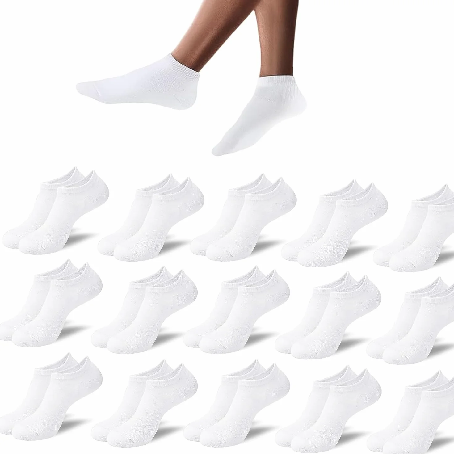 LIFE ESSENTIALS 15 Pares Calcetines Tobilleros Invisibles Transpirables Algodón Hombre Mujer