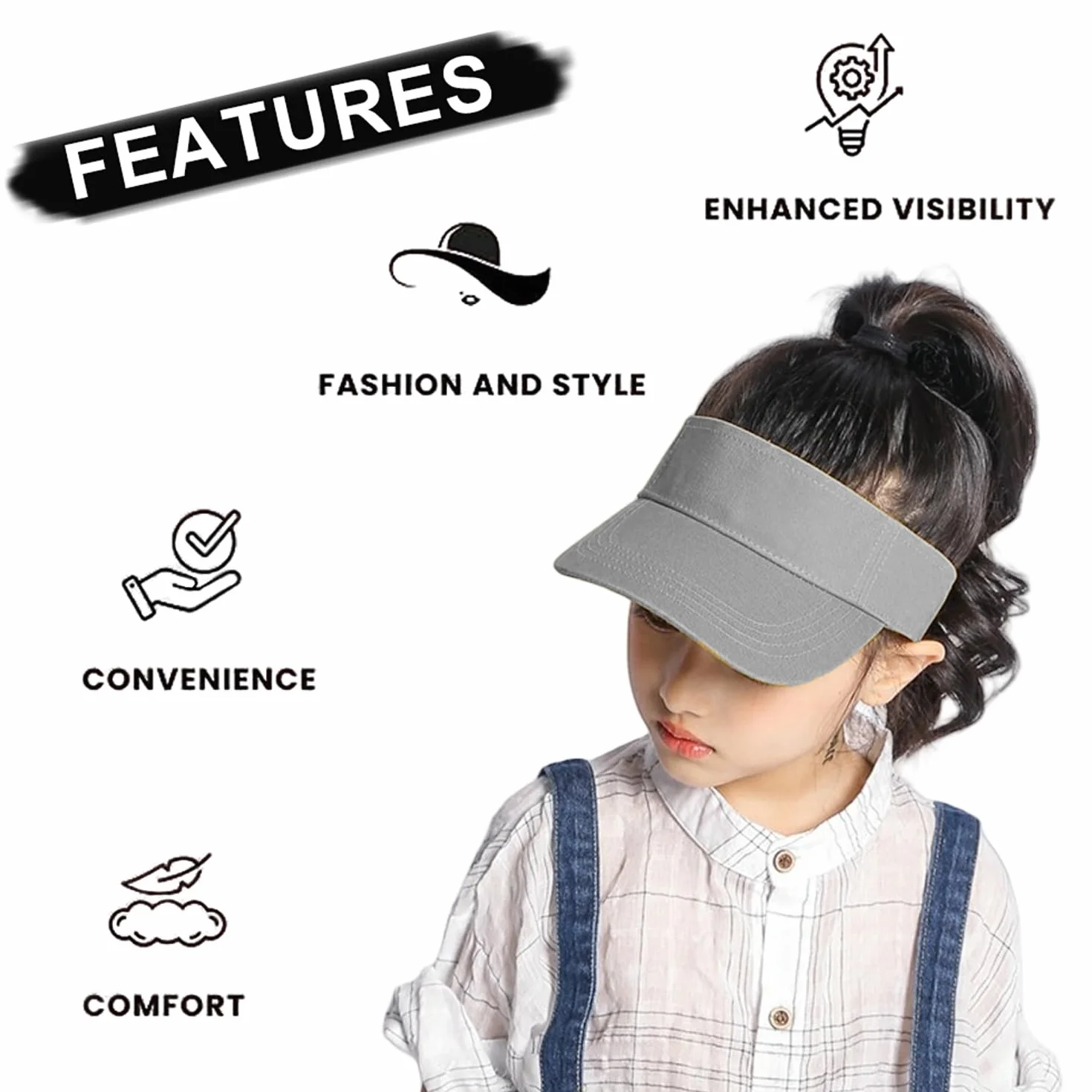 Gorra con visera UPF 50 protección UV para niños niñas 4-10 años verano transpirable