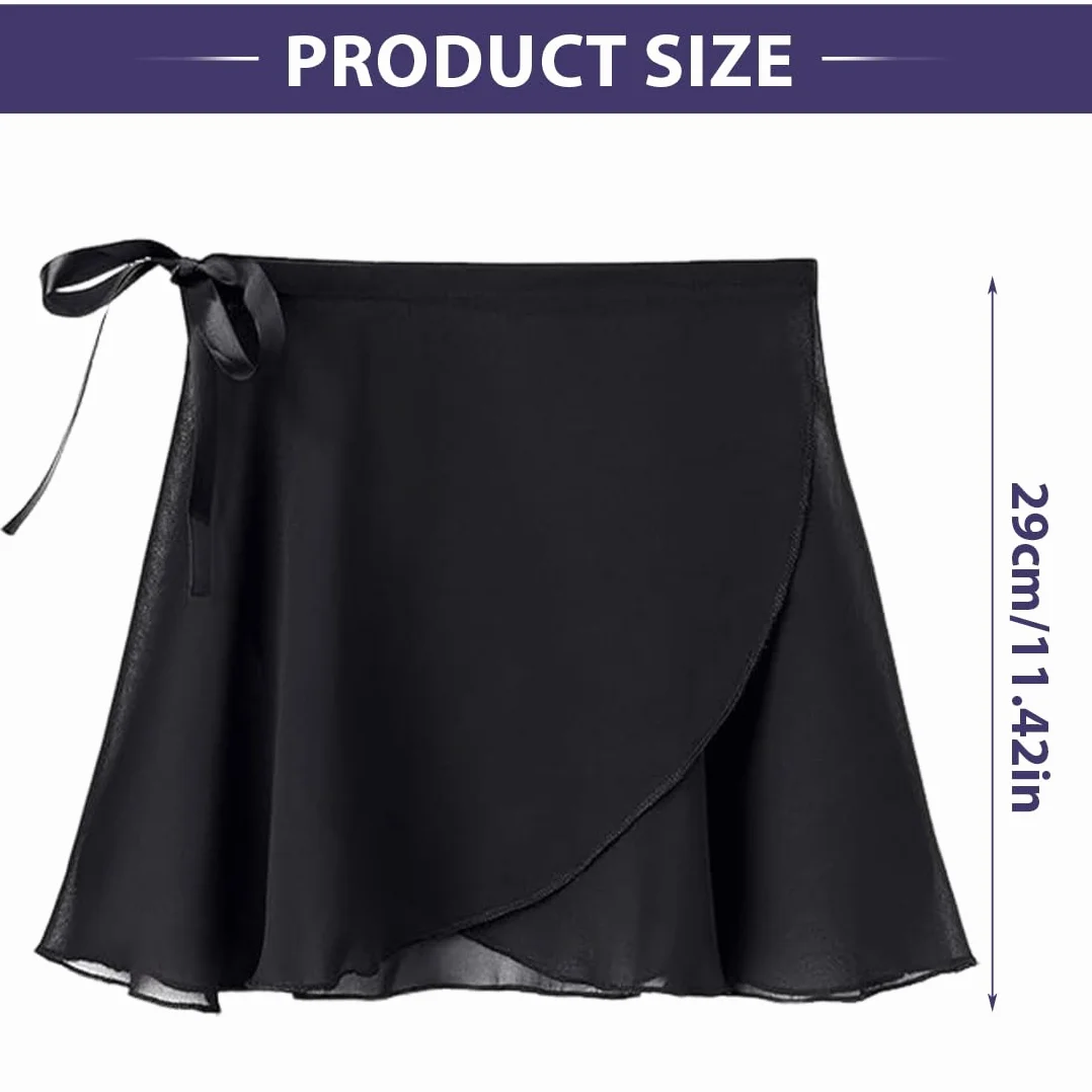 Falda de Ballet niña Chiffon, transpirable, suave, cintura ajustable, negro, gimnasia