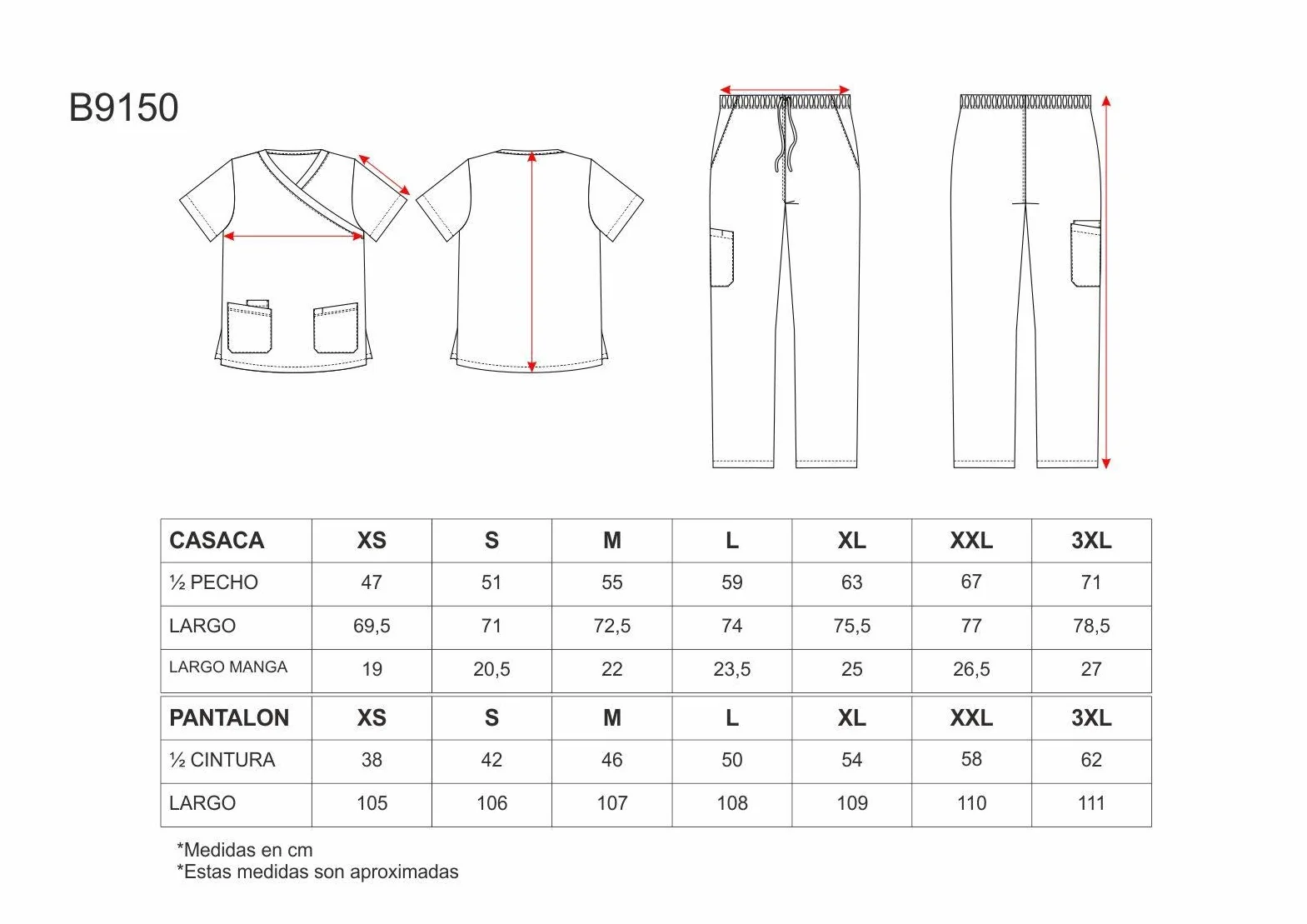WORKTEAM B9150 Uniforme Sanitario de Algodón Tejido Elástico Conjunto Médico Enfermera Unisex